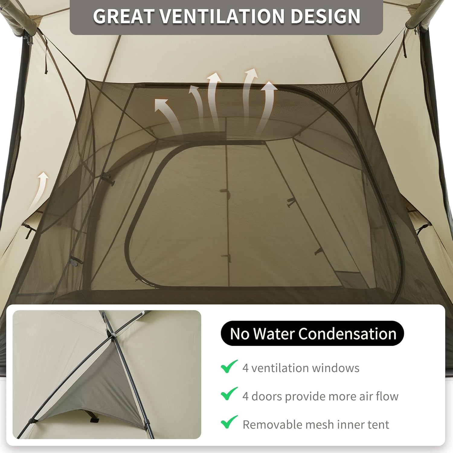 Naturehike Massif Hot Tent with Stove Jack, 4 Season Tent, 1/2/4/6 Person Camping Tent, UPF50  Waterproof Windproof Winter Tent with Room and Hall · v5