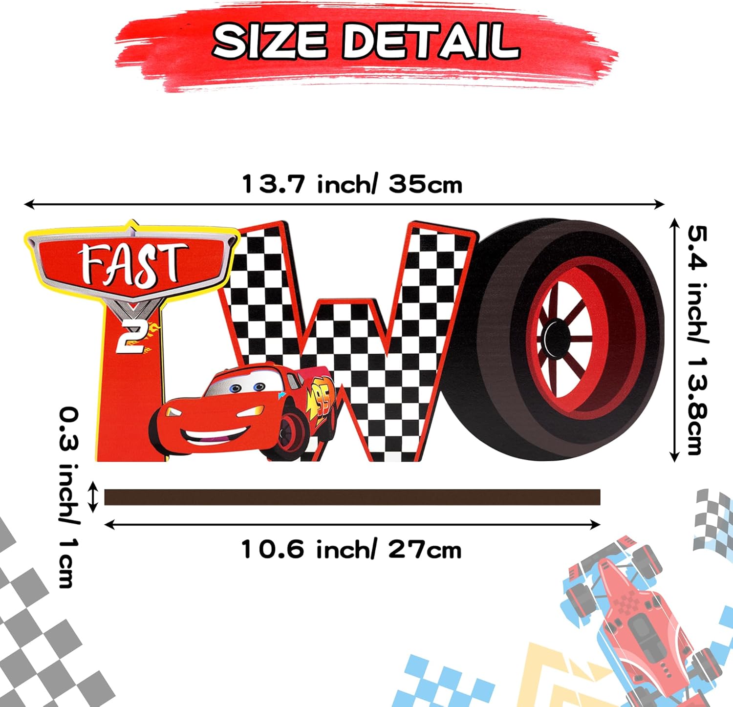 Race Two Table Centerpieces - Race Car Two Fast Letter Sign Curious Wooden Table Decoration Let’s Go Racing Car Party Supplies Favors for 2nd Birthday Boys Kids Baby Shower Photo Booth Props · v3