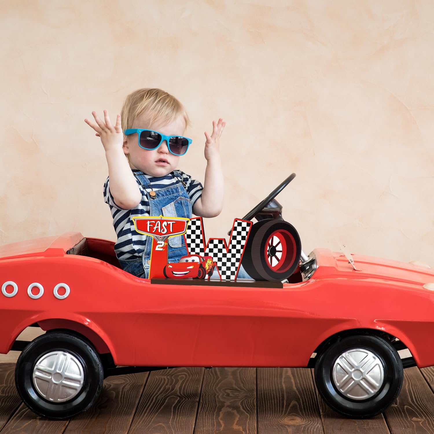 Race Two Table Centerpieces - Race Car Two Fast Letter Sign Curious Wooden Table Decoration Let’s Go Racing Car Party Supplies Favors for 2nd Birthday Boys Kids Baby Shower Photo Booth Props · v3
