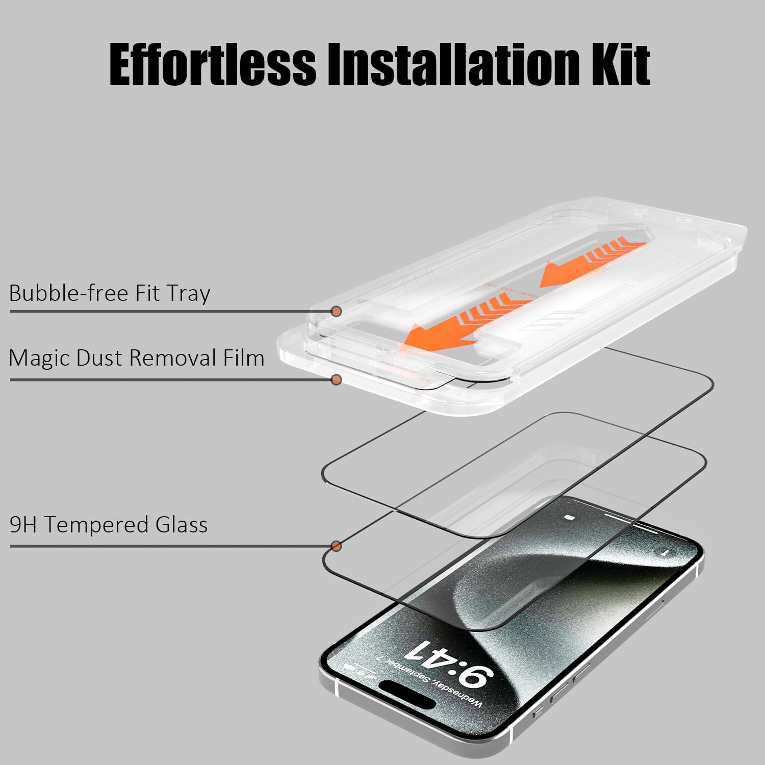 Nvollnoe for iPhone 13 Pro Screen Protector with Foolproof Easy Installation Kit,Stronger Anti-crack Edges,Seamless Full Coverage Clear Tempered Glass Screen Protector for iPhone 13 Pro(2 Pack)