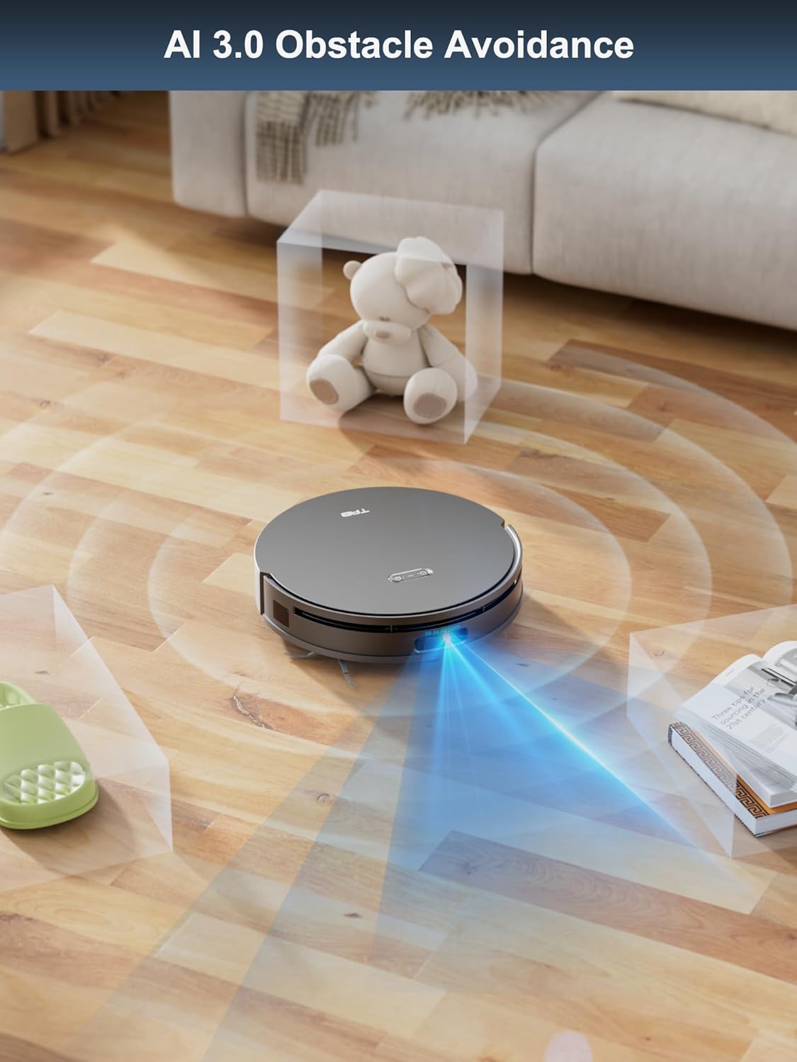 TAB Fairy10 Saug- und Wischroboter-Kombination mit 6000 Pa Saugleistung, versteckter LiDAR-Navigation, selbsttrocknend, automatisches Entleeren, 15 mm großer Doppelwischer mit automatischem Lift, automatisches Wischwaschen, Hindernisvermeidung, Selbstreinigung