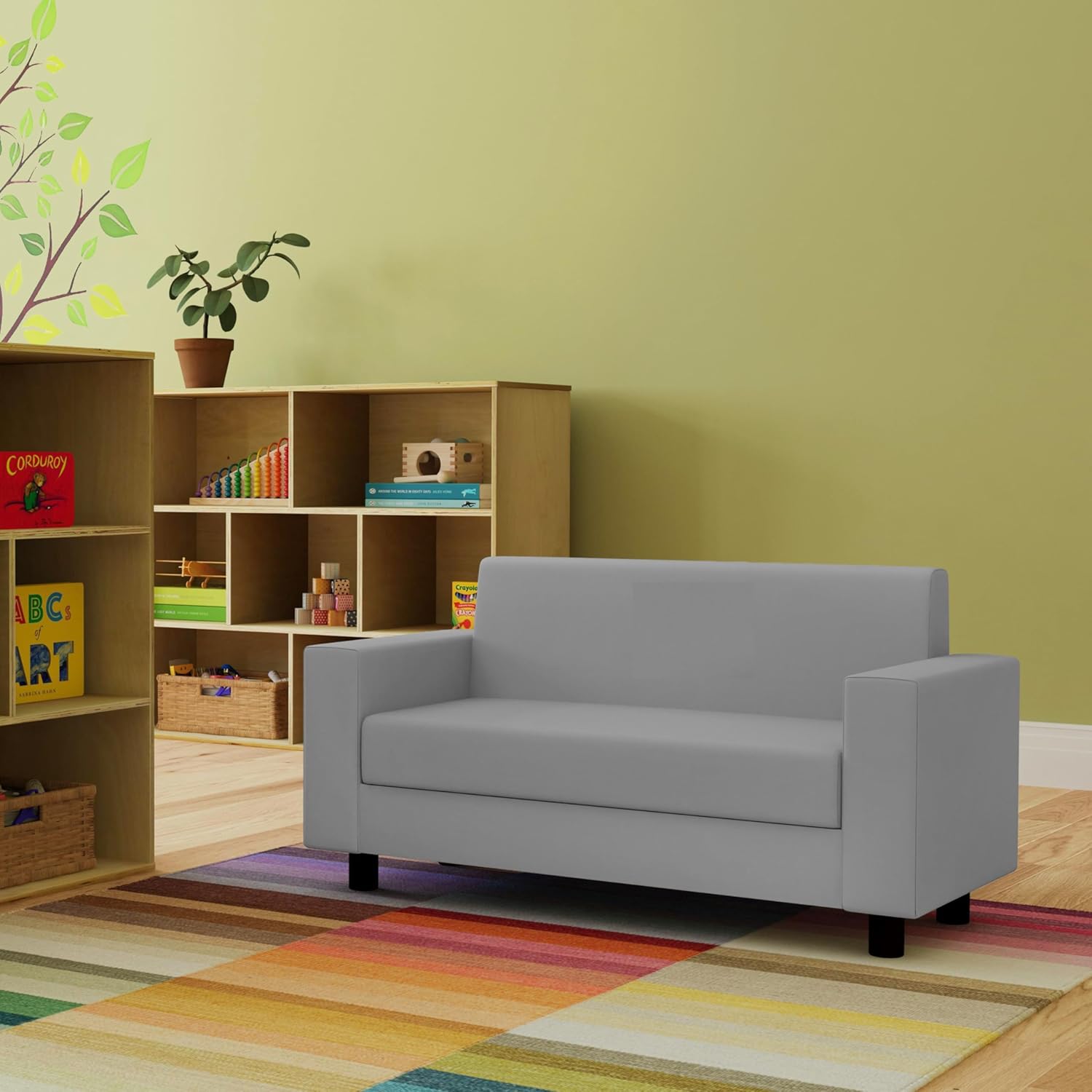 Factory Direct Partners Divano da lettura classico Playtime ispirato a SoftScape, mobili imbottiti per bambini di livello commerciale per casa, asilo nido, scuola materna, biblioteca; comodo design moderno - grigio, 14473-GY