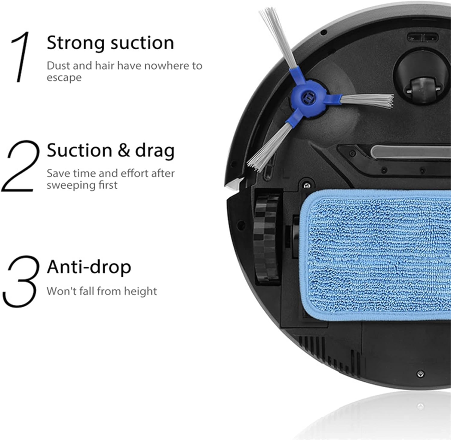 Robot mop Three-in-one Sweeping Robot Suction Automatic Charging Remote Control Intelligent Sweeper (Color : Black) · v2
