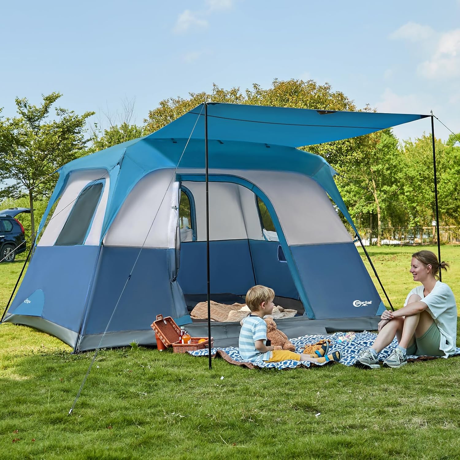 PORTAL 6 Person Camping Tent with Porch, Family Cabin Tent with Spacious Space, Water Resistant, Excellent Ventilation for Camping Outdoor Party Gathering · v5