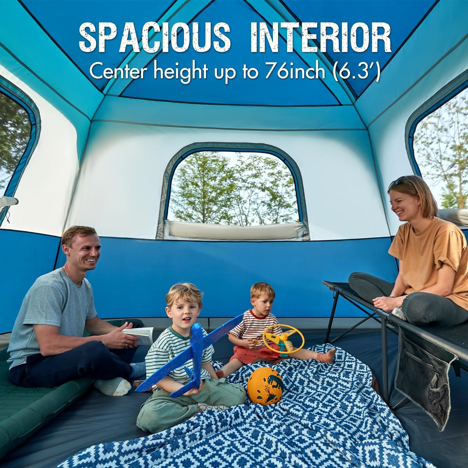 PORTAL 6 Person Camping Tent with Porch, Family Cabin Tent with Spacious Space, Water Resistant, Excellent Ventilation for Camping Outdoor Party Gathering · v5