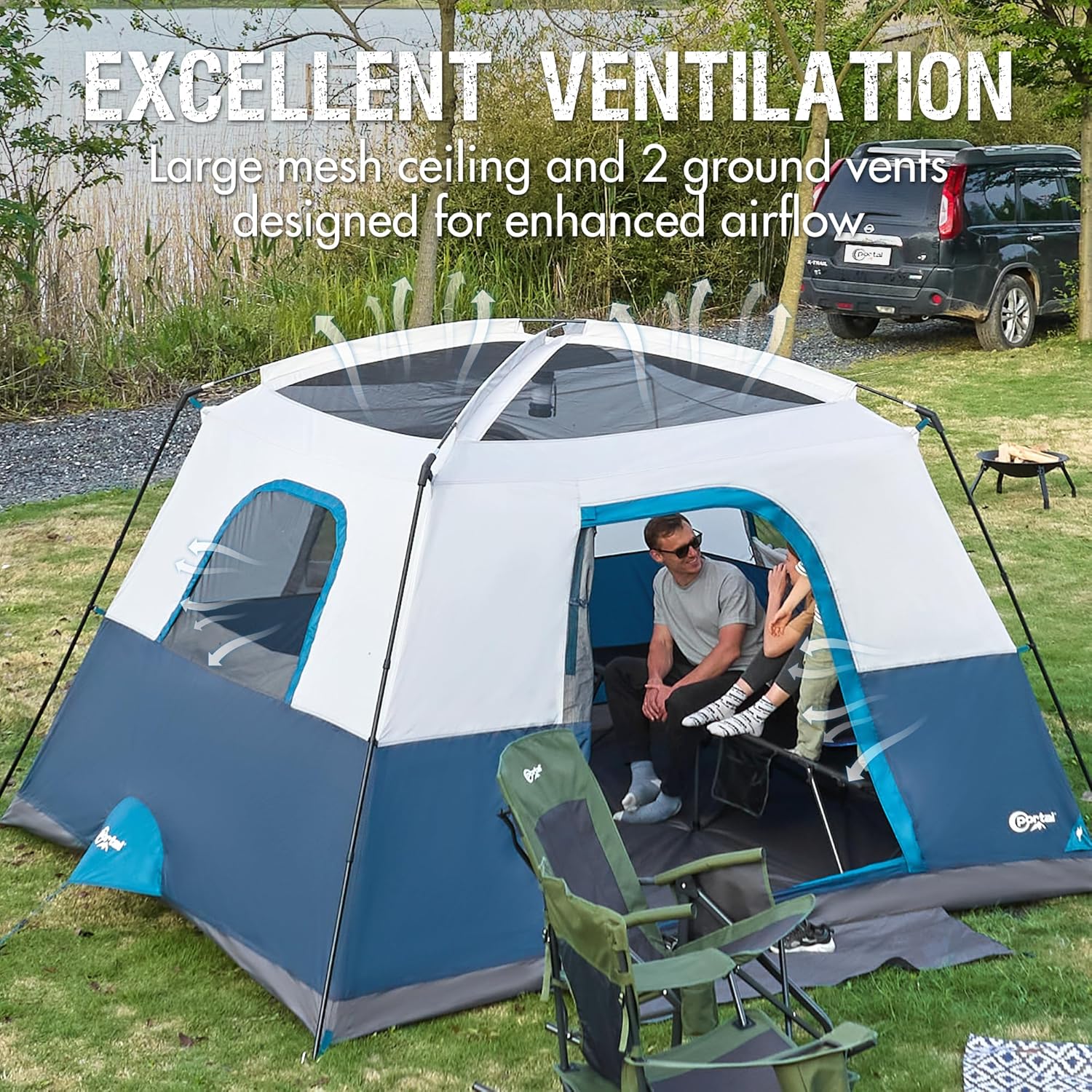 PORTAL 6 Person Camping Tent with Porch, Family Cabin Tent with Spacious Space, Water Resistant, Excellent Ventilation for Camping Outdoor Party Gathering · v5