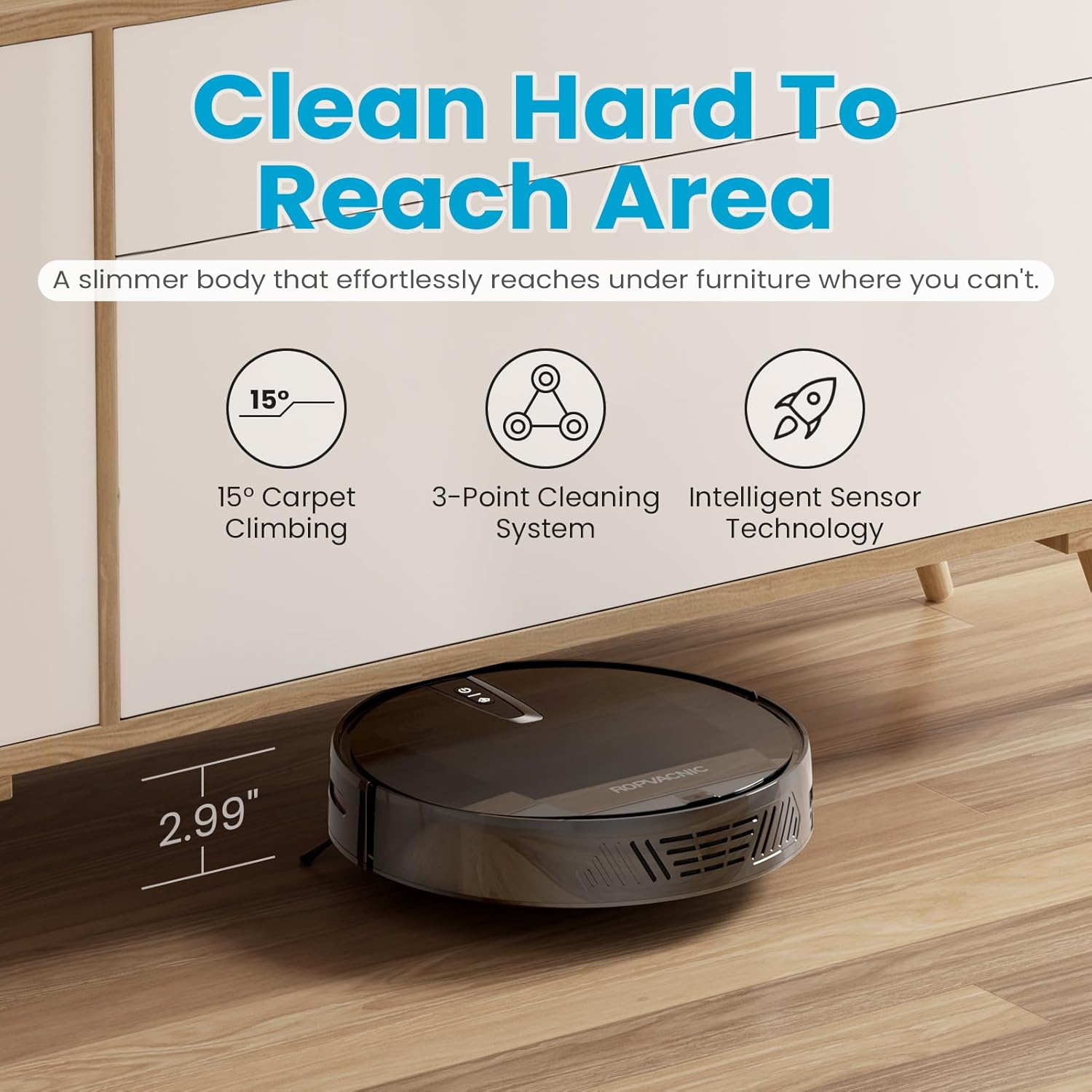 Aspirapolvere robot con aspirazione a ciclone da 3000 Pa, app/voce/telecomando, aspirapolvere robotico a ricarica automatica, pulizia programmata, ideale per peli di animali domestici, pavimento duro