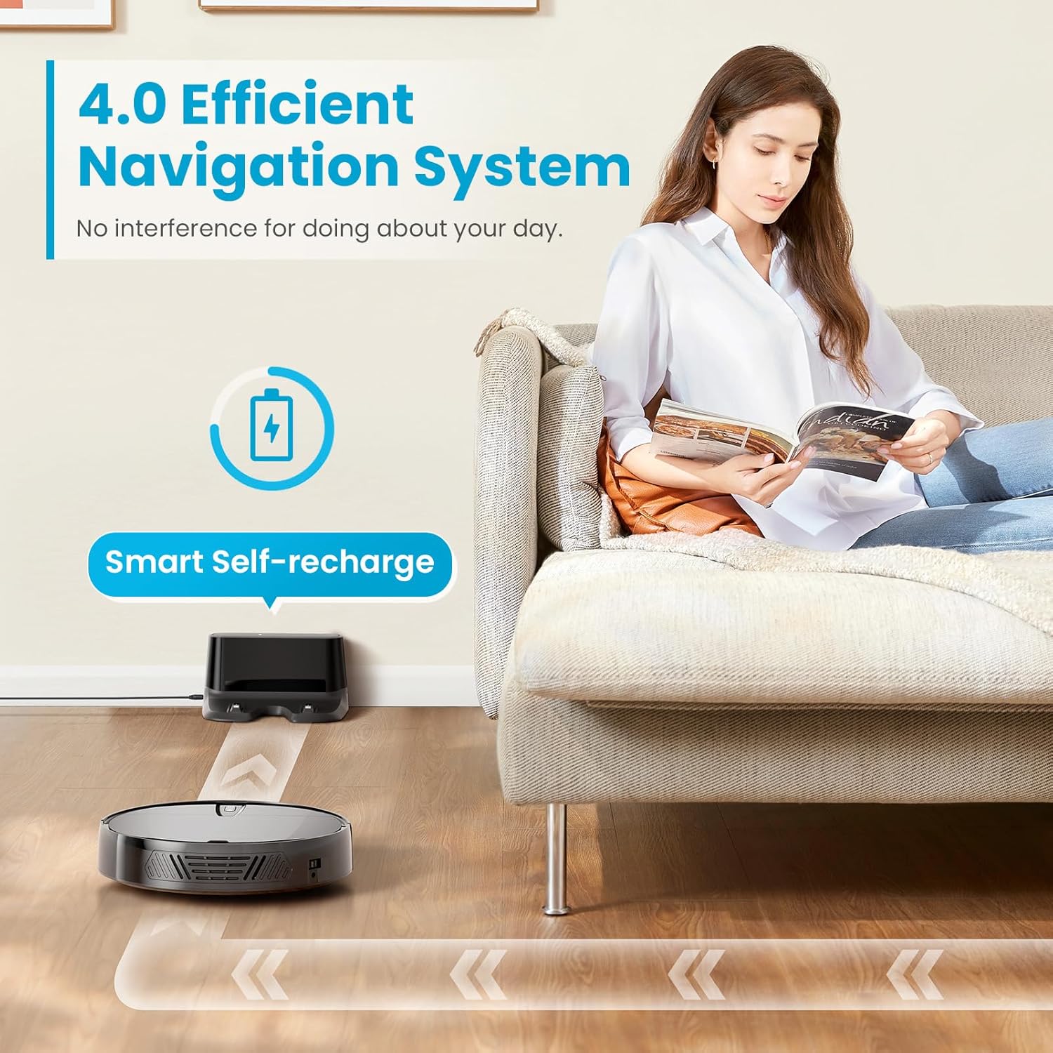 Aspirapolvere robot con aspirazione a ciclone da 3000 Pa, app/voce/telecomando, aspirapolvere robotico a ricarica automatica, pulizia programmata, ideale per peli di animali domestici, pavimento duro