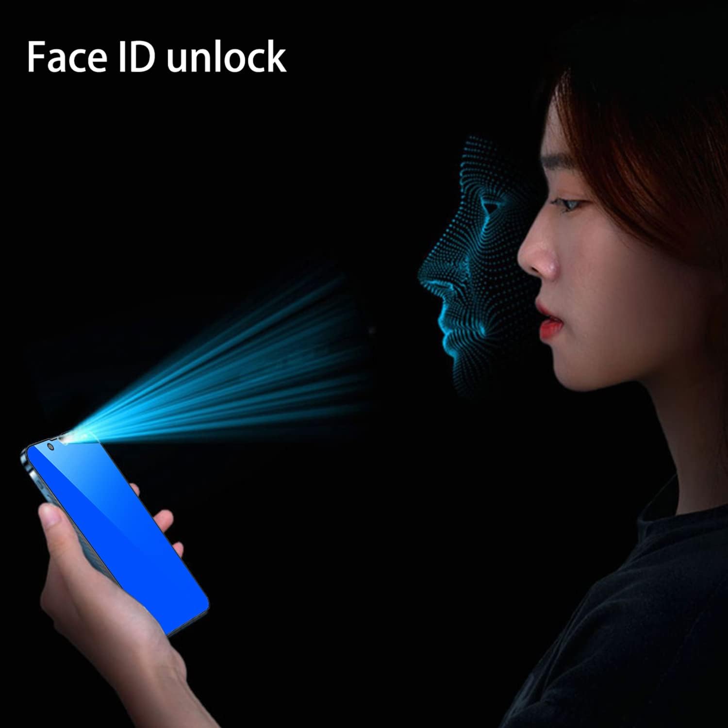 2 Piece Privacy Tempered Glass for iPhone 15 Pro Max 6.7 inch Anti-blue Anti-Spy Screen Protector Mirror Blue