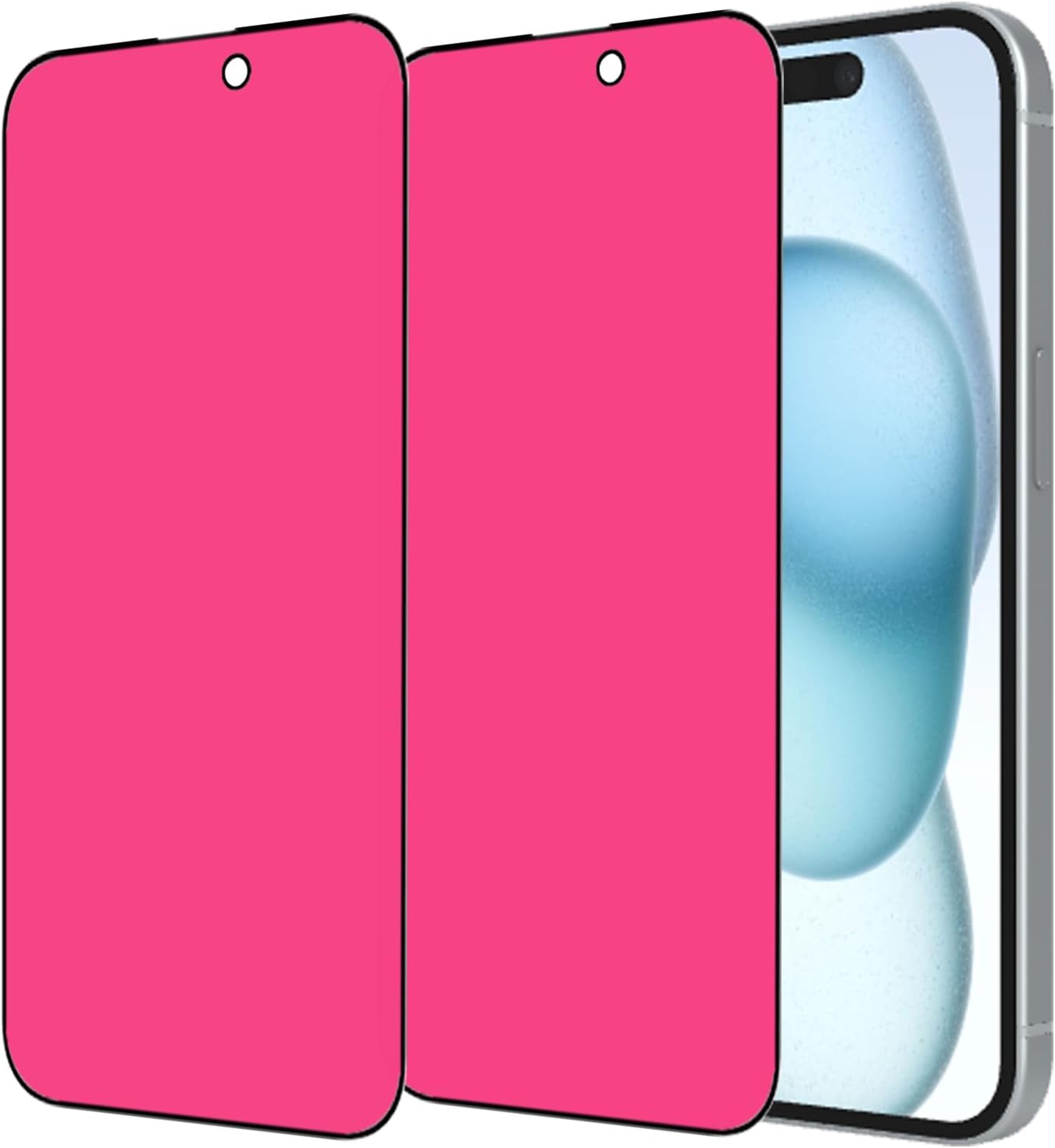 2 Piece Privacy Tempered Glass for iPhone 15 6.1 inch Anti-blue Anti-Spy Screen Protector Mirror Gradient Colorful