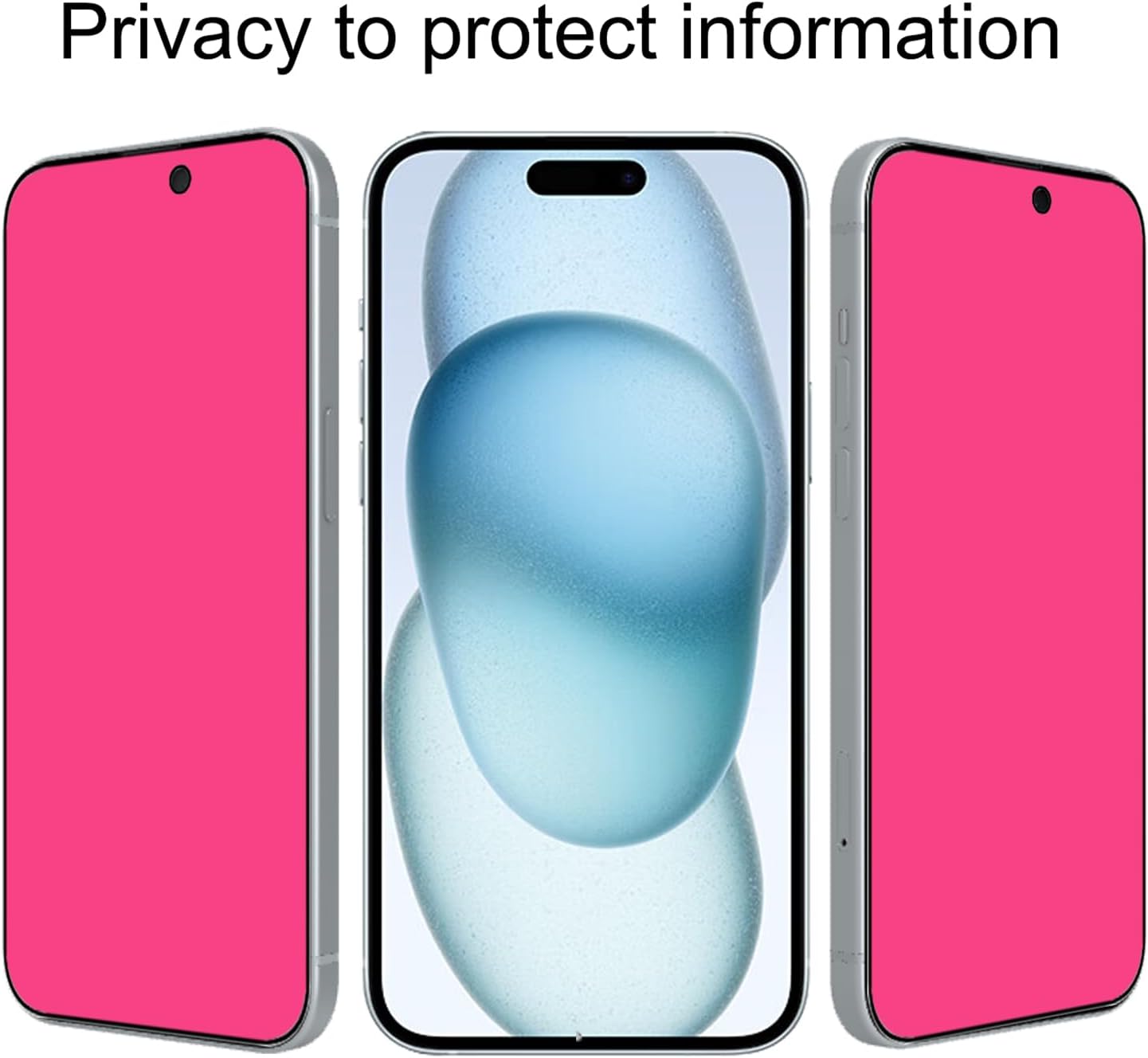 2 Piece Privacy Tempered Glass for iPhone 15 6.1 inch Anti-blue Anti-Spy Screen Protector Mirror Gradient Colorful