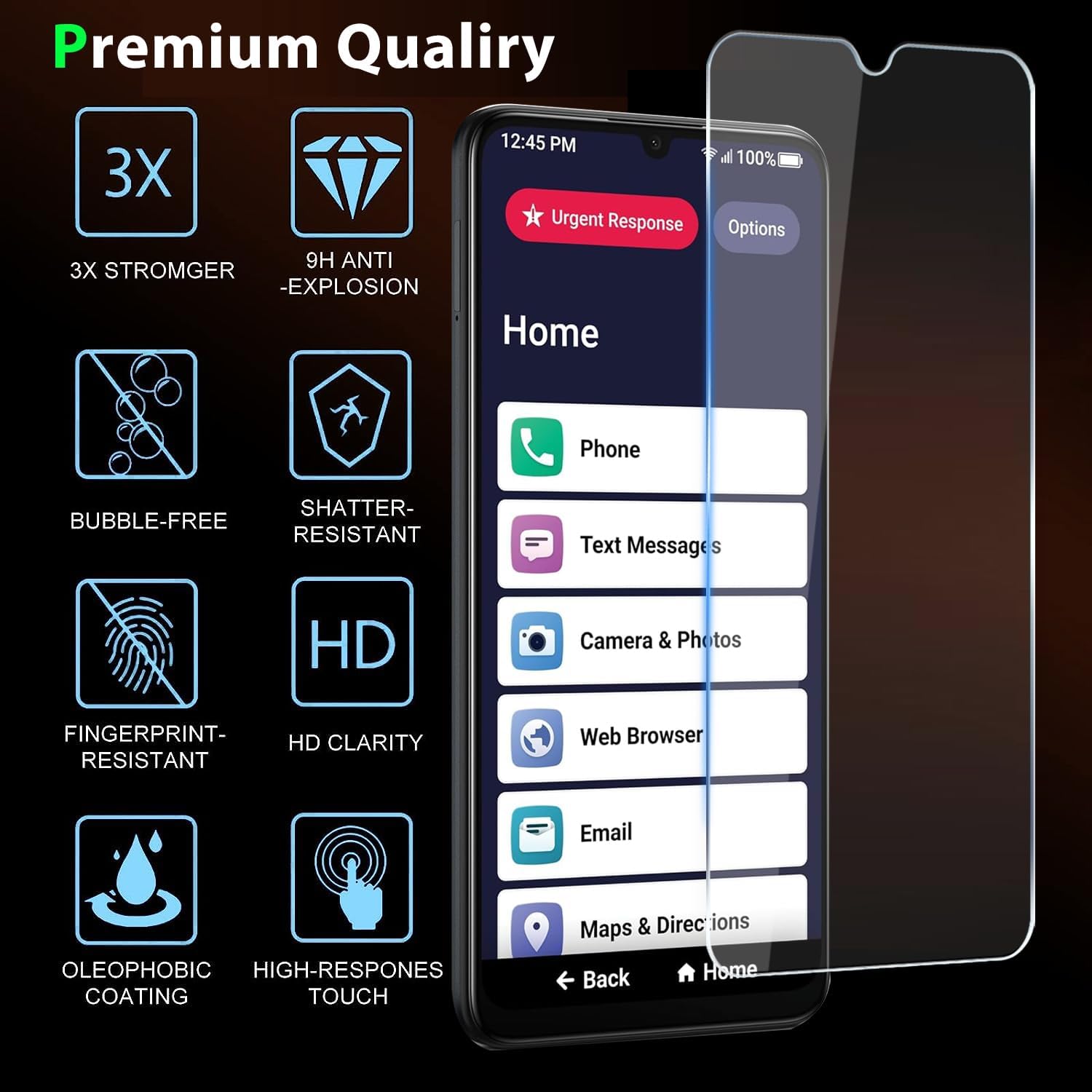 [3 Pack for Lively Smart 4/ Jitterbug Phones Smart4 Smartphone Tempered Glass Screen Protector, 9H Hardness [HD Clarity] Case Friendly Anti-scratch, Bubble Free