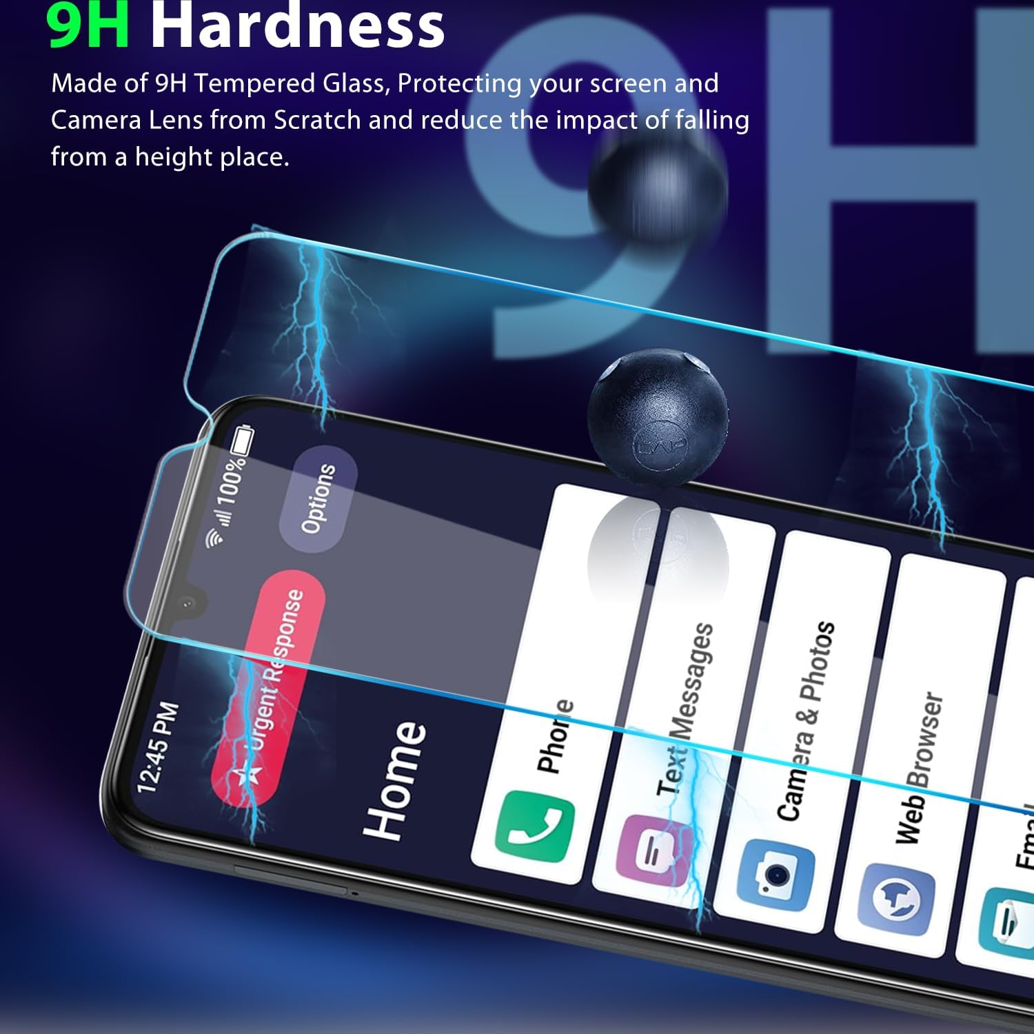 [3 Pack for Lively Smart 4/ Jitterbug Phones Smart4 Smartphone Tempered Glass Screen Protector, 9H Hardness [HD Clarity] Case Friendly Anti-scratch, Bubble Free