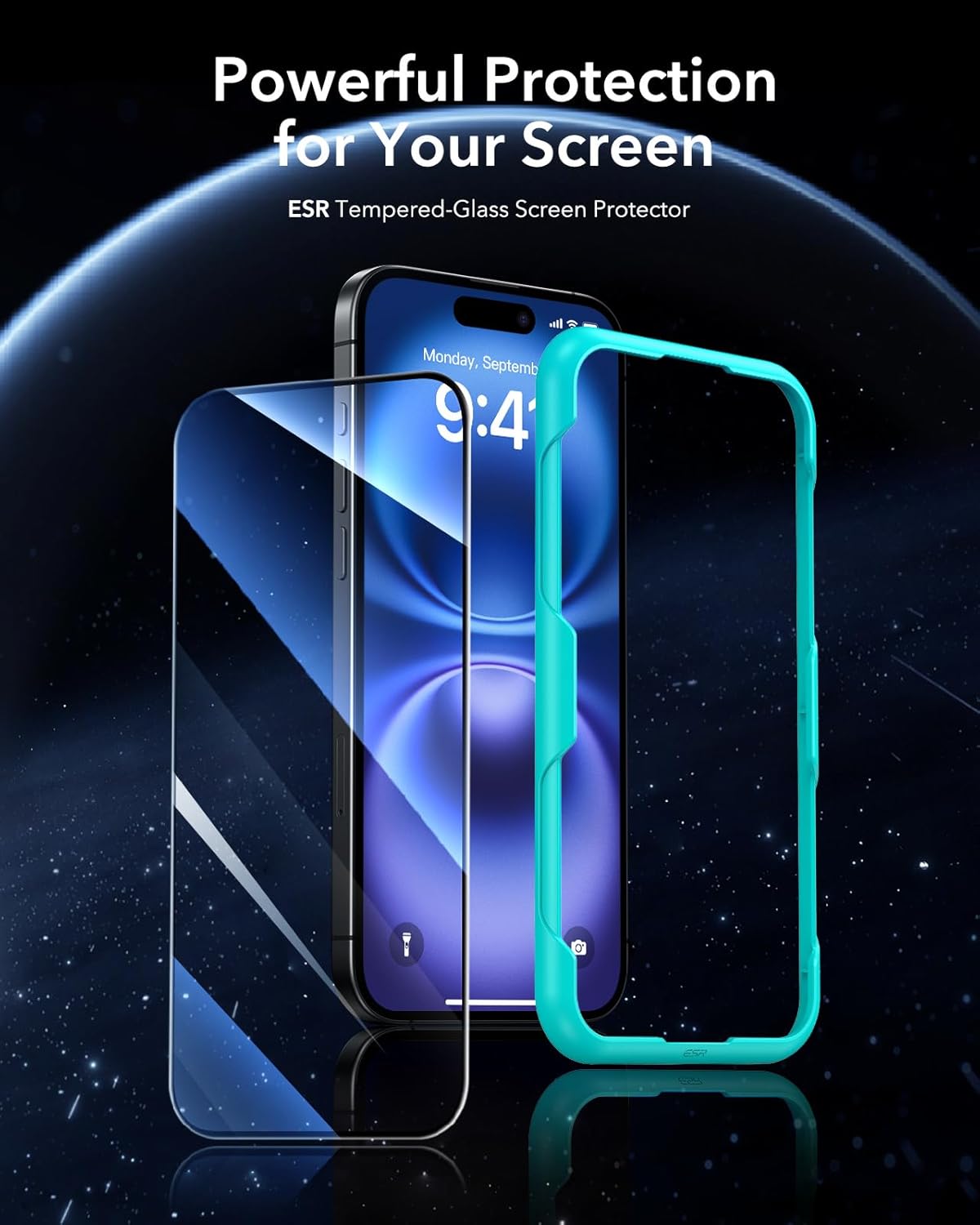ESR 3 Pack for iPhone 16 / iPhone 15 Screen Protector, [9H Hardness] [Military Grade Shatterproof] Full Coverage Tempered Glass Film with Easy Installation Tool, HD Clear, Scratch Resistant