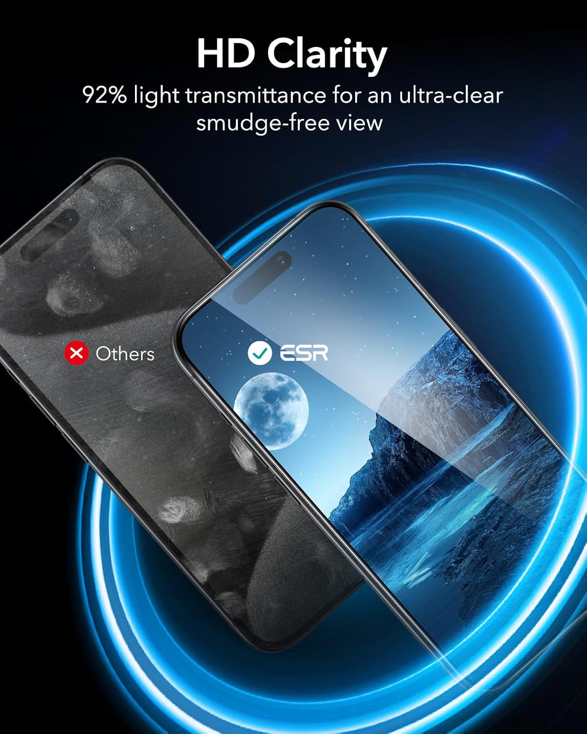 ESR 3 Pack for iPhone 16 / iPhone 15 Screen Protector, [9H Hardness] [Military Grade Shatterproof] Full Coverage Tempered Glass Film with Easy Installation Tool, HD Clear, Scratch Resistant