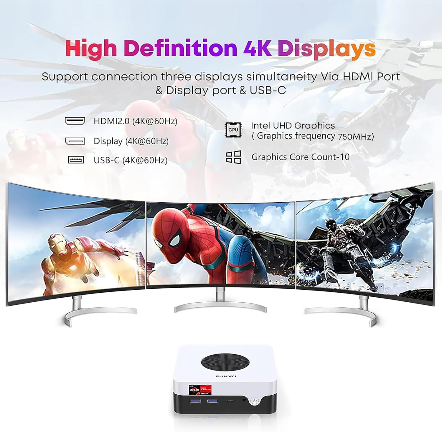CHUWI LarkBox X Mini PC, 12GB LPDDR5 512GB SSD, Intel 12th Gen N100(up to 3.4GHz), Windows 11 Mini Desktop Computer, 4K UHD Triple-Display, 4XUSB 3.2,WiFi 6,BT5.2, HDMI,DP,Type-C,VESA,Gigabit Ethernet · v7
