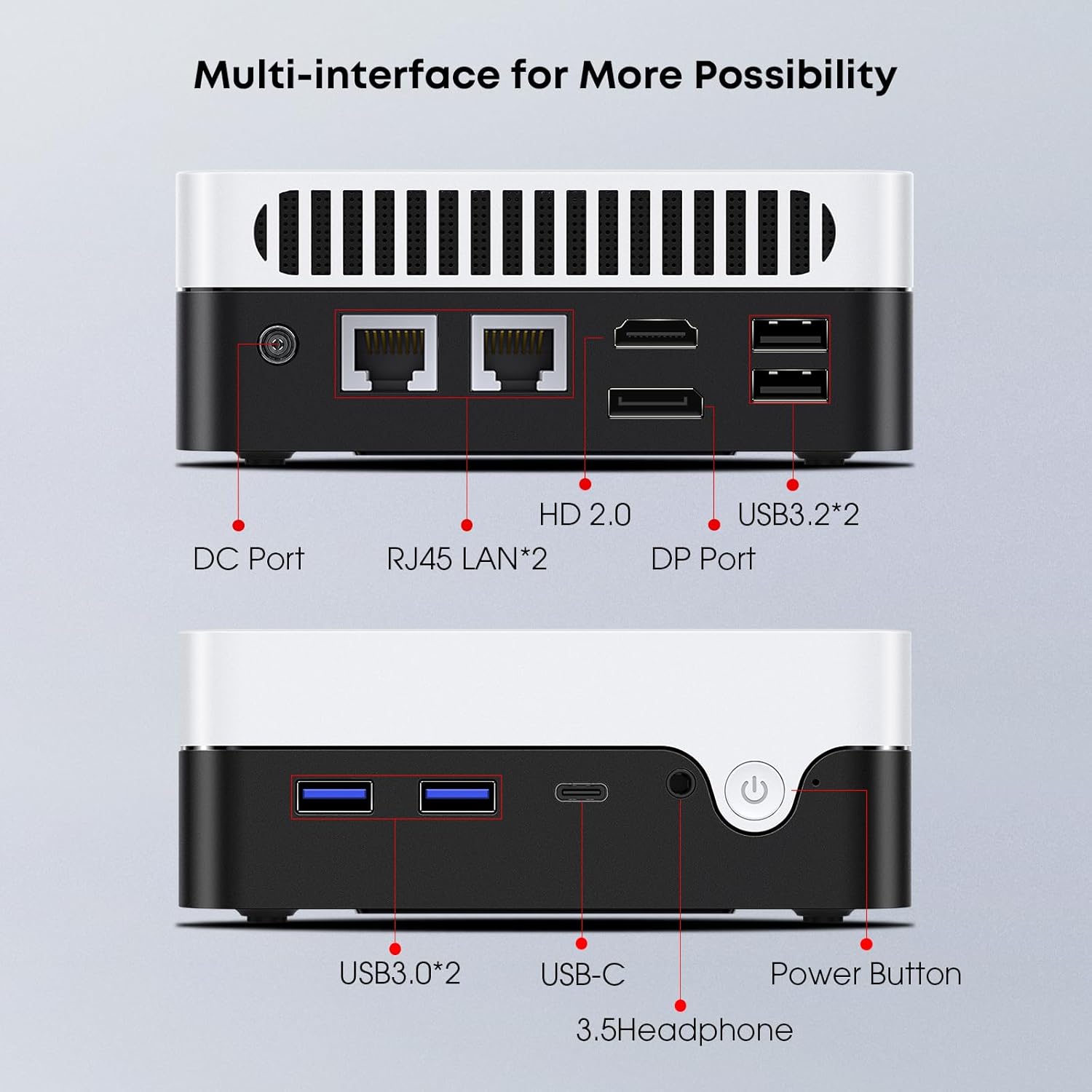 CHUWI LarkBox X Mini PC, 12GB LPDDR5 512GB SSD, Intel 12th Gen N100(up to 3.4GHz), Windows 11 Mini Desktop Computer, 4K UHD Triple-Display, 4XUSB 3.2,WiFi 6,BT5.2, HDMI,DP,Type-C,VESA,Gigabit Ethernet · v7