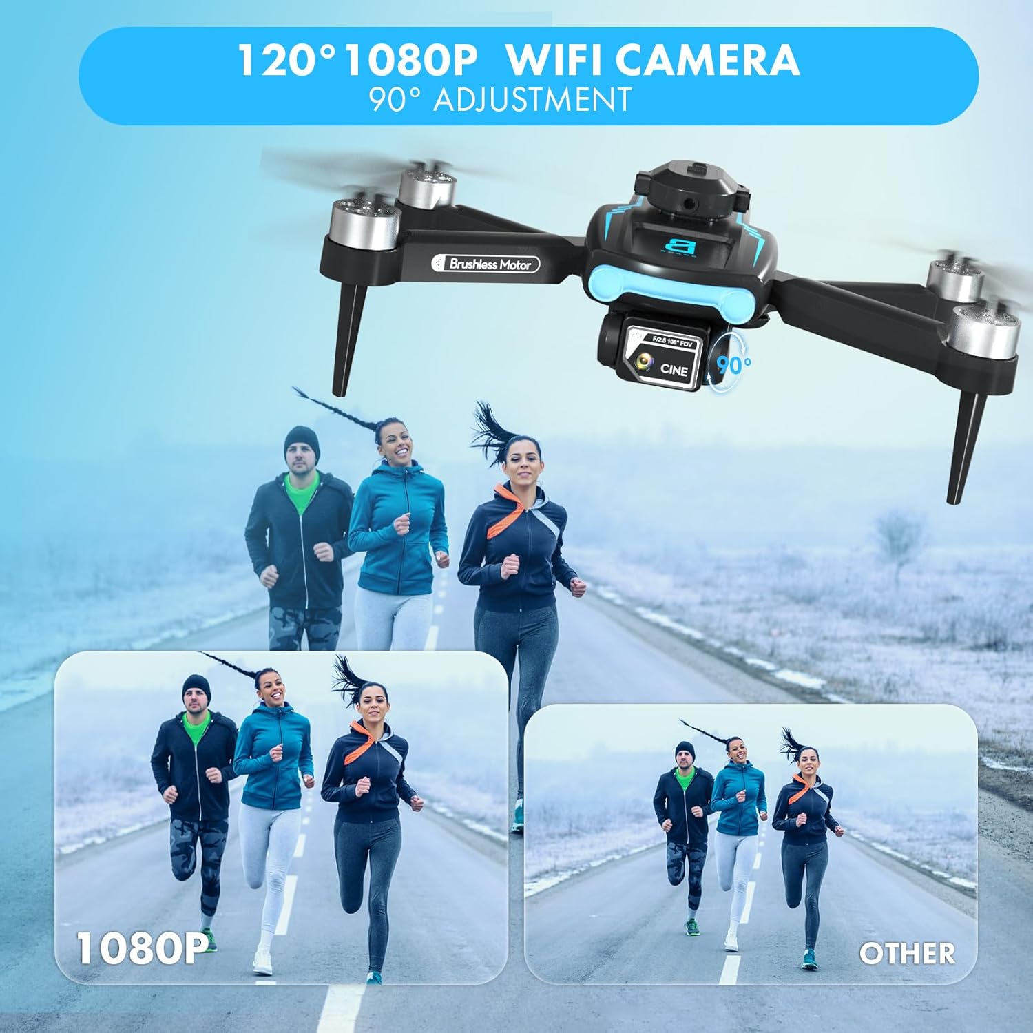 طائرة بدون طيار مع كاميرا للبالغين بدقة 1080 بكسل عالية الدقة، طائرة بدون طيار صغيرة مع تجنب العوائق ومدة طيران طويلة 50 دقيقة، طائرة رباعية المراوح قابلة للطي مع محرك بدون فرشاة للمبتدئين، طائرة بدون طيار بكاميرا مزدوجة من Techwonderz