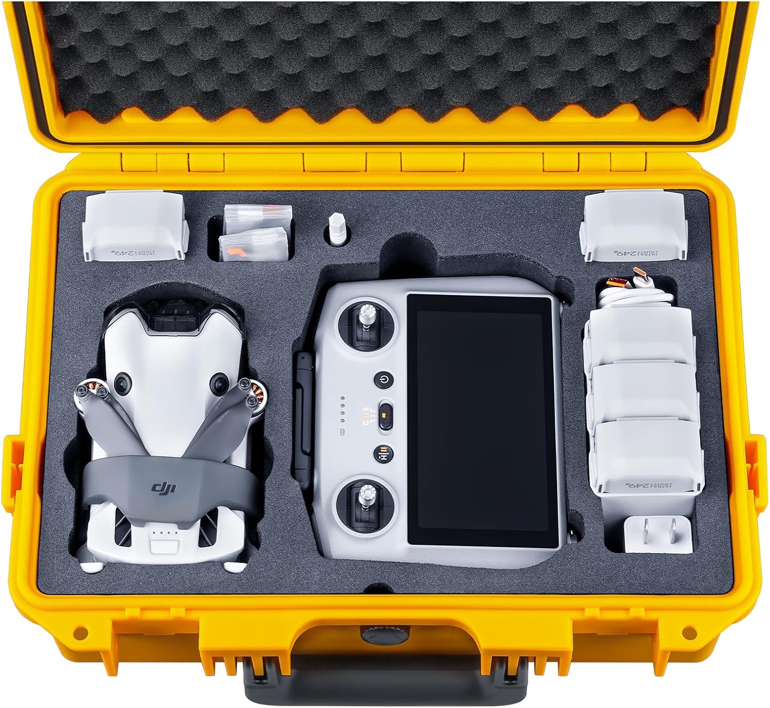 Custodia rigida impermeabile Lykus Titan MM410 (gialla) per DJI Mini 4 Pro/Mini 3/Pro e DJI RC 2/RC/RC-N2/N1, supporta 7 batterie e cordino RC [SOLO CUSTODIA]