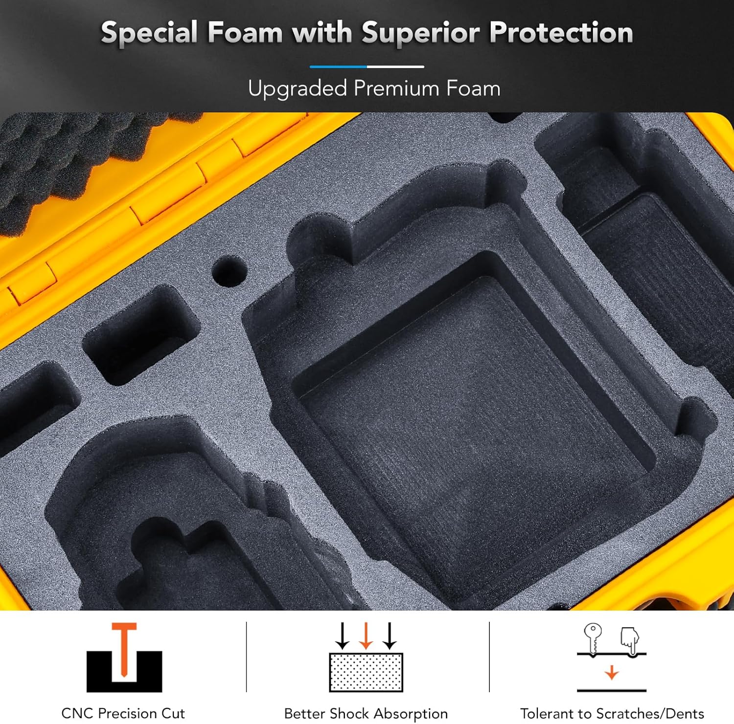 Custodia rigida impermeabile Lykus Titan MM410 (gialla) per DJI Mini 4 Pro/Mini 3/Pro e DJI RC 2/RC/RC-N2/N1, supporta 7 batterie e cordino RC [SOLO CUSTODIA]