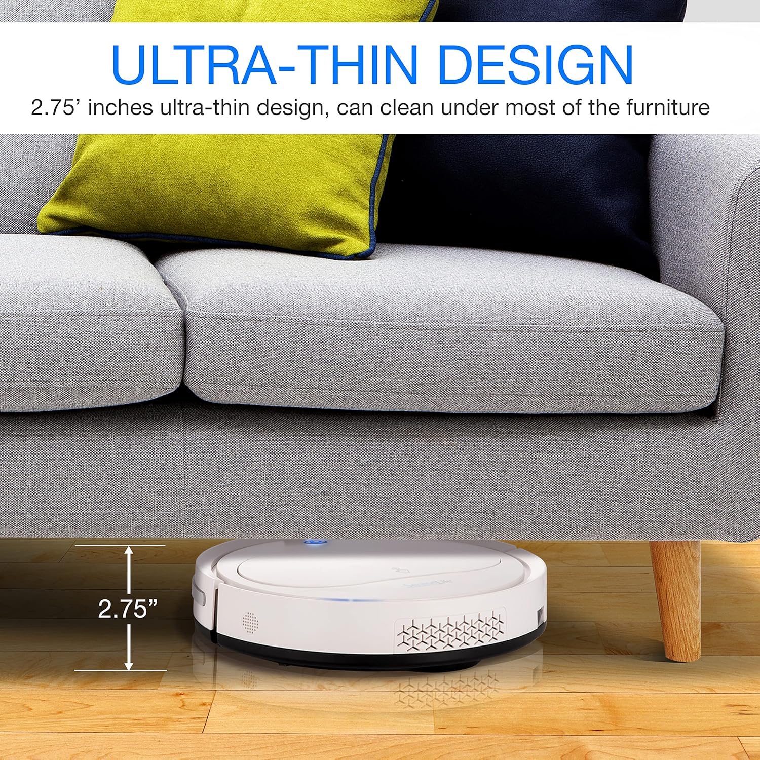 Aspirateur robot avec télécommande, machine robotique intelligente, nettoyage automatique des sols, aspirateur robot avec serpillière à sec pour nettoyer les tapis de maison, les carreaux de bois dur, les poils d'animaux