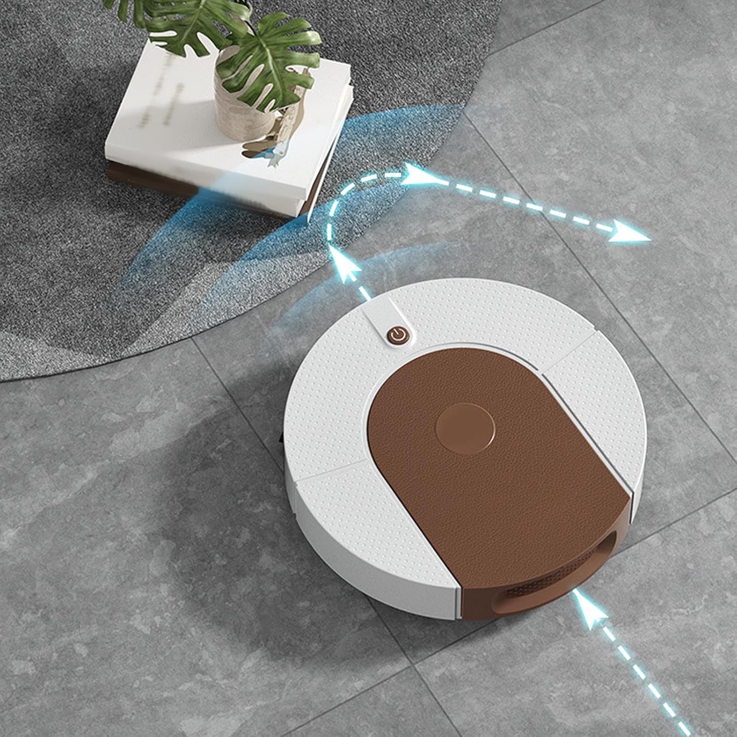 Robot Vacuum Cleaner, Strong Suction Robot Vacuum Cleaner with USB Rechargeable, Automatic Operation Robotic Vacuum Cleaner for Hard Floors, Ceramic Tiles (Brown) · v3