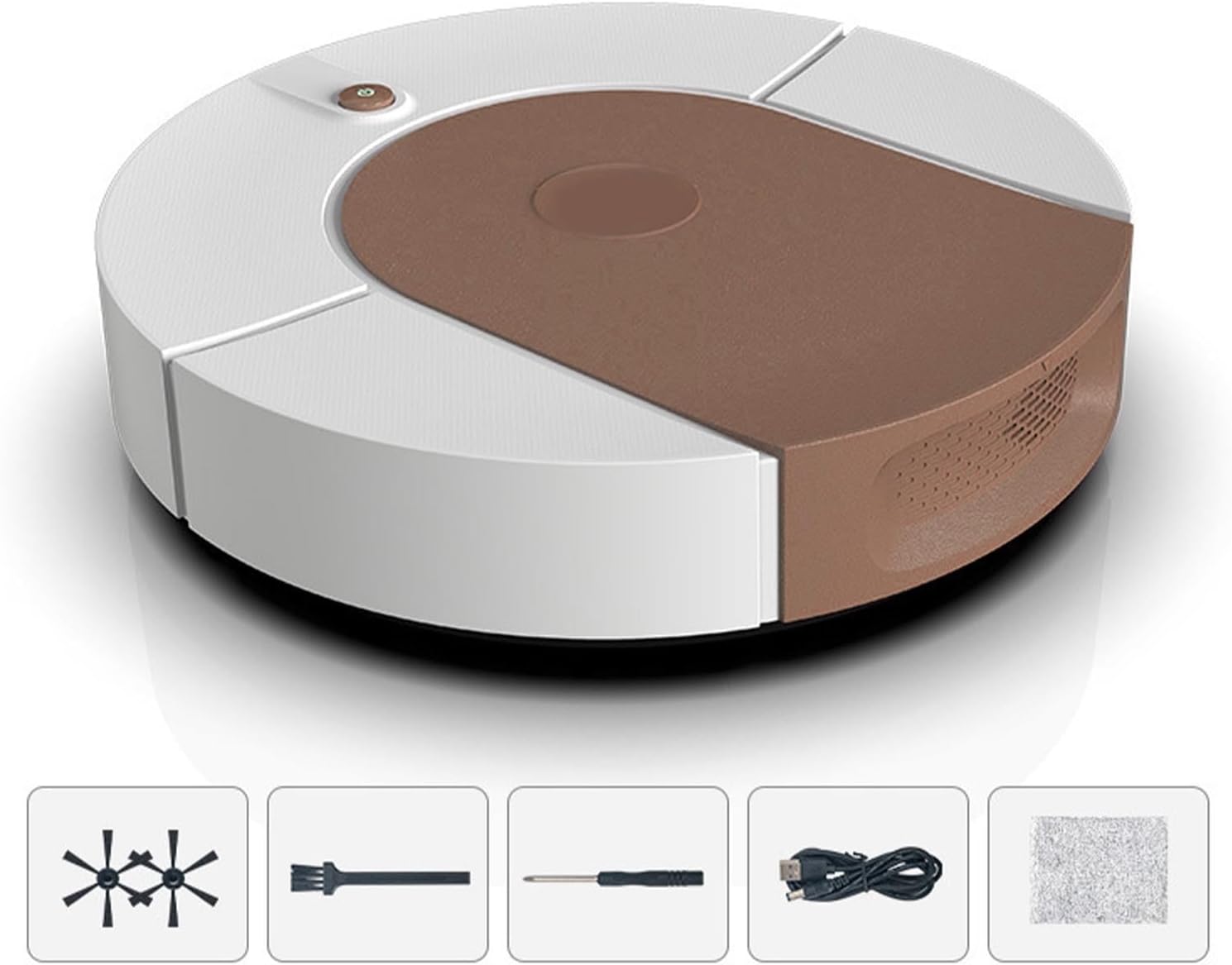 Robot Vacuum Cleaner, Strong Suction Robot Vacuum Cleaner with USB Rechargeable, Automatic Operation Robotic Vacuum Cleaner for Hard Floors, Ceramic Tiles (Brown) · v3