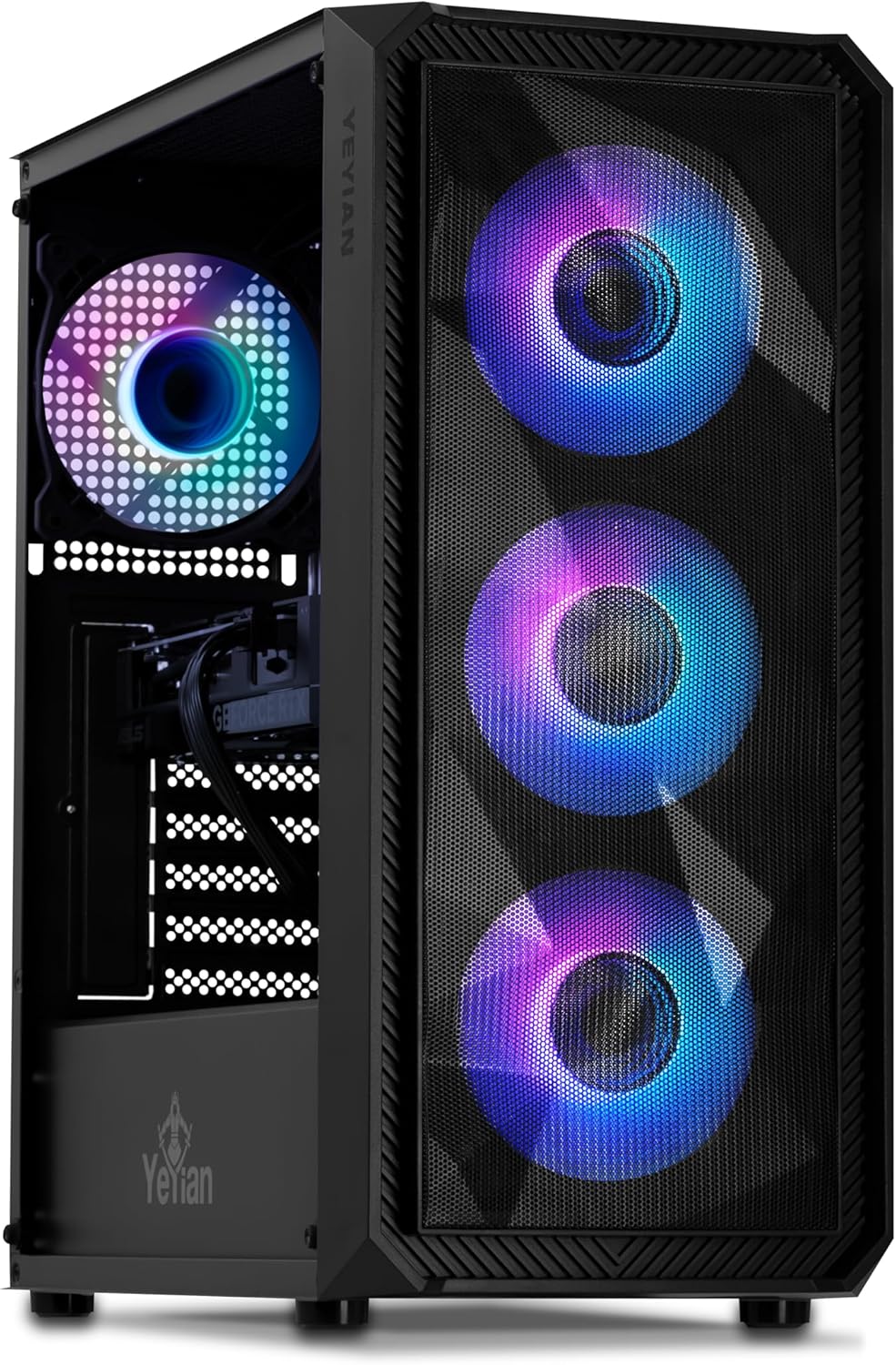 YEYIAN Gaming PC Tanto - Intel Core i5 12400F 4.4 GHz, GeForce RTX 4060 Gaming Desktop Computer, 1TB NVMe SSD, 16GB DDR5 RAM, Intel B760 Chipset, 650W Gold PSU, 4 ARGB Fans, Win 11 Home, USB-C 3.2 · v2