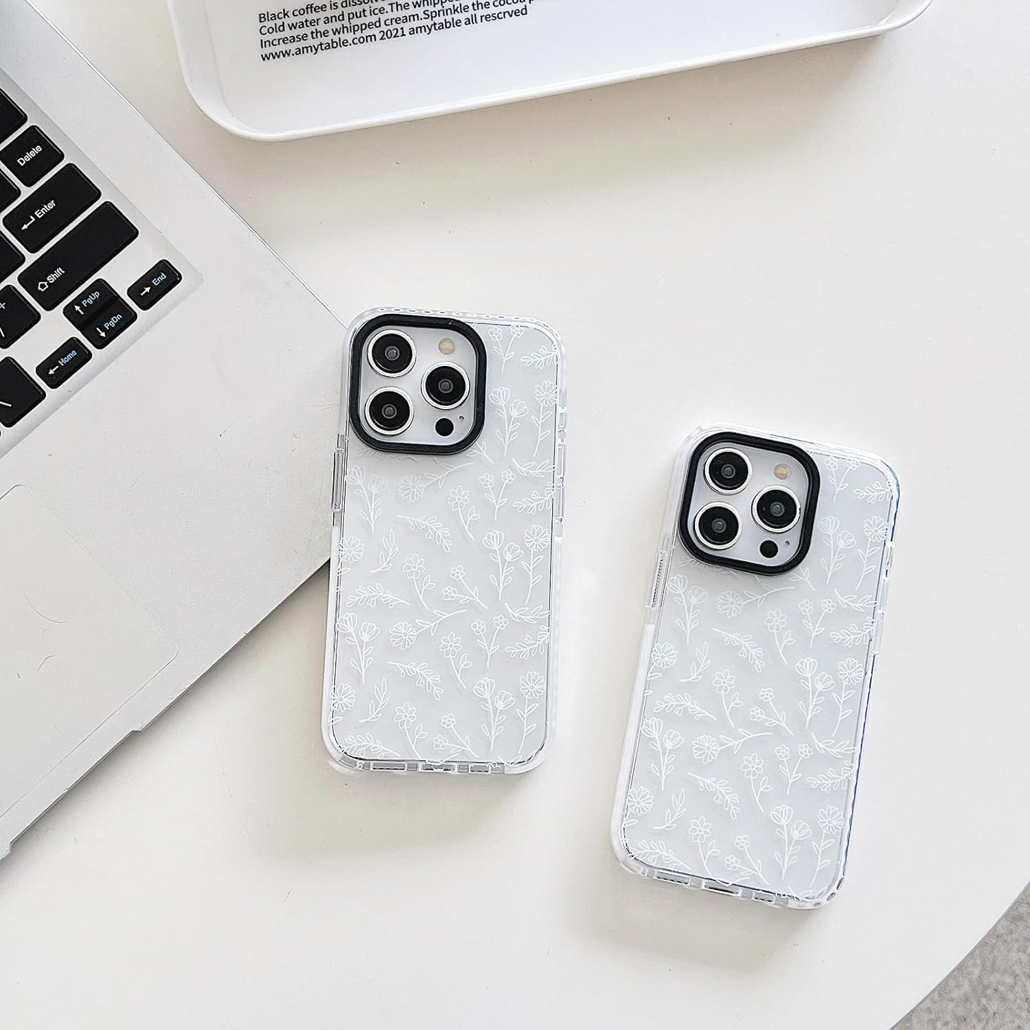 Designed for iPhone 15 Plus Case,Cute Clear Silicone White Flowers,for Women Girls,Anti-Slip and Anti-Scratch Phone Case,(Compatible with iPhone 15 Plus - Clear) · v2