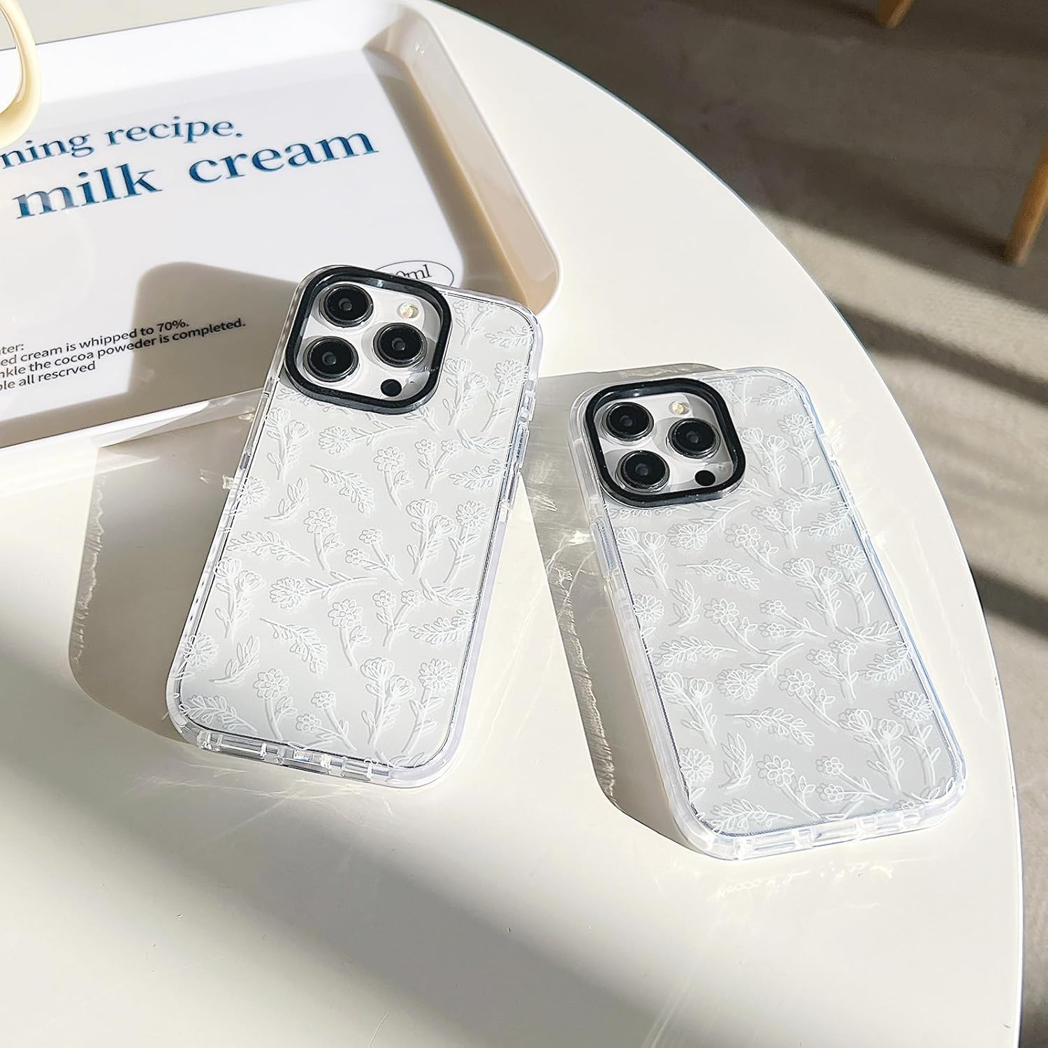 Designed for iPhone 15 Case,Cute Clear Silicone White Flowers,for Women Girls,Anti-Slip and Anti-Scratch Phone Case,(Compatible with iPhone 15 - Clear) · v2