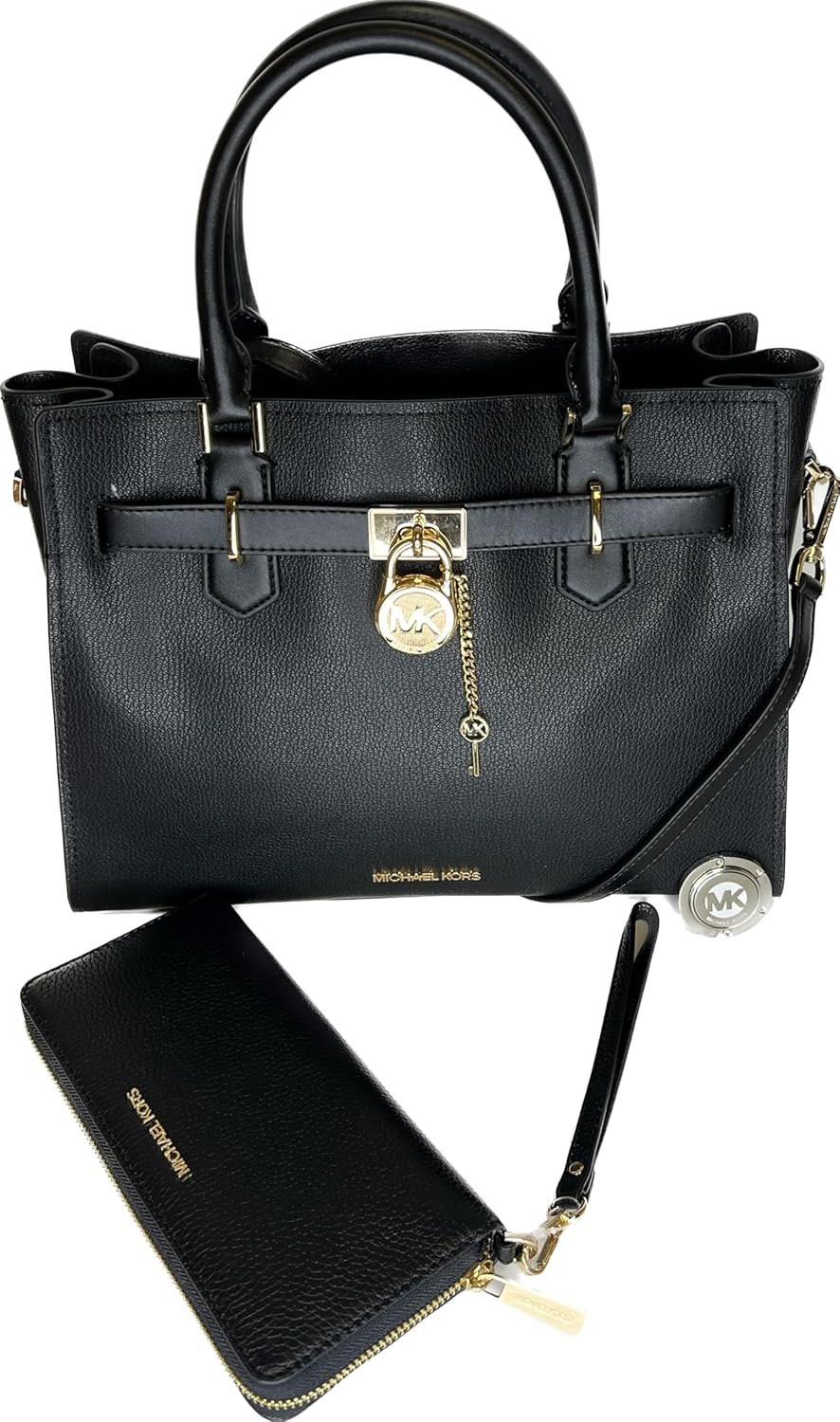 Michael Kors Hamilton MD Satchel bundled with Large Continental Wallet and Purse Hook · v3
