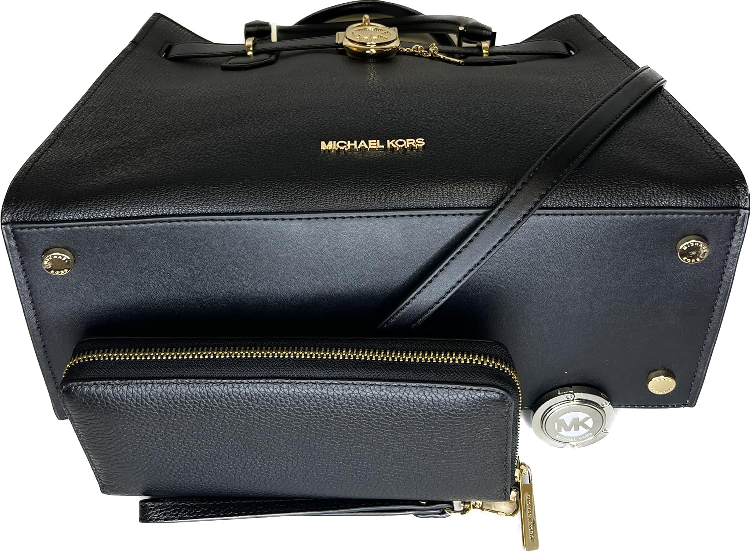 Michael Kors Hamilton MD Satchel bundled with Large Continental Wallet and Purse Hook · v3