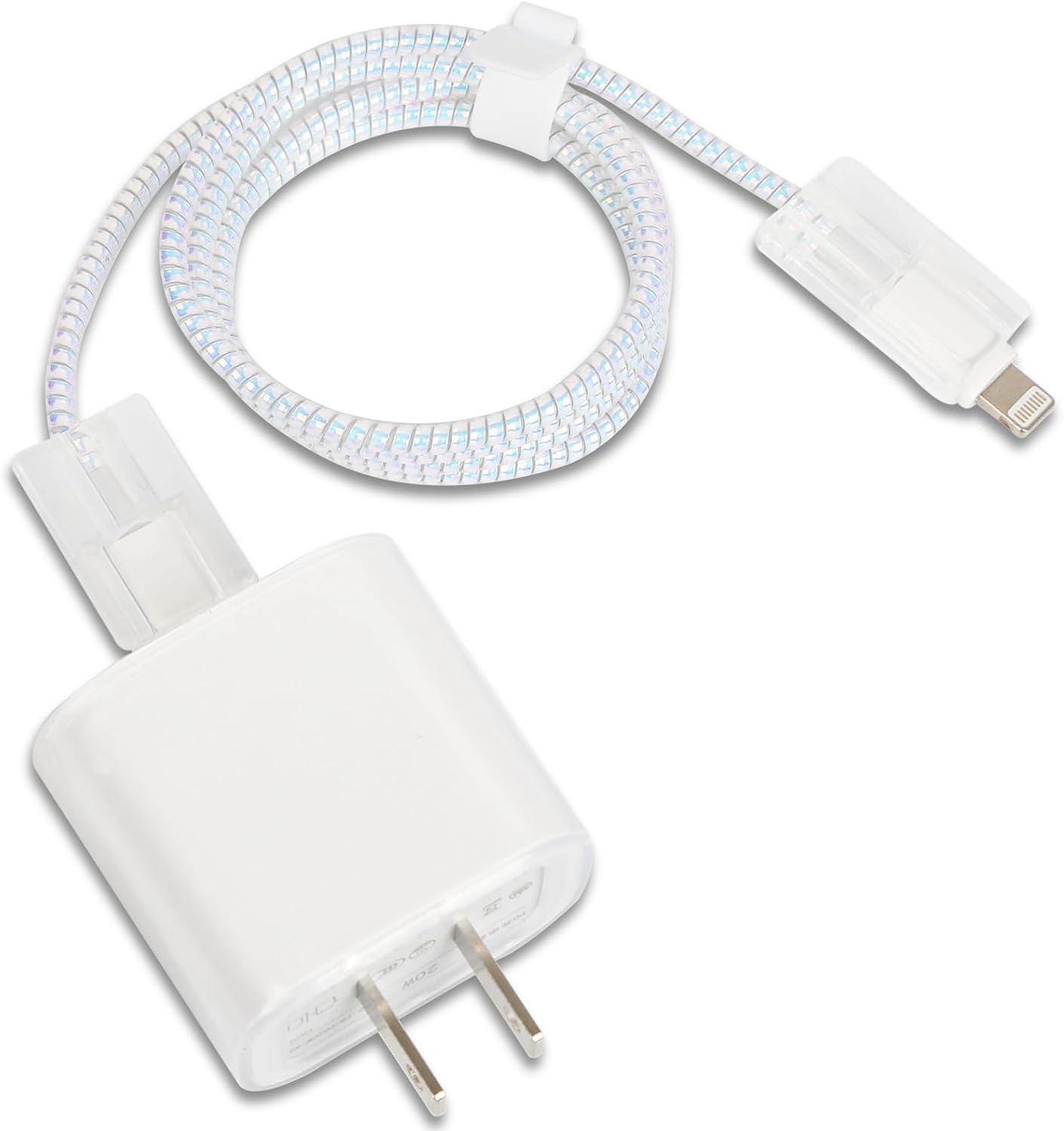 Protège-câble pour chargeur iPhone, [ne jaunit pas], protecteur de câble souple transparent, protecteur USB, économiseur de câbles de données, compatible avec le chargeur pour iPhone/iPad 18W/20 W