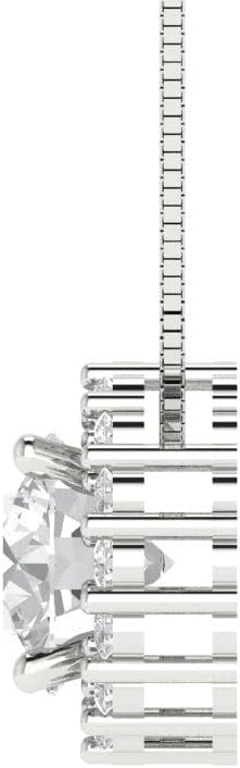 1.24Ct Round cut Genuine Lab Created Grown Cultured Diamond Halo Clarity VS1-2 Color J-K 14k White Gold Pendant 18 Chain · v2