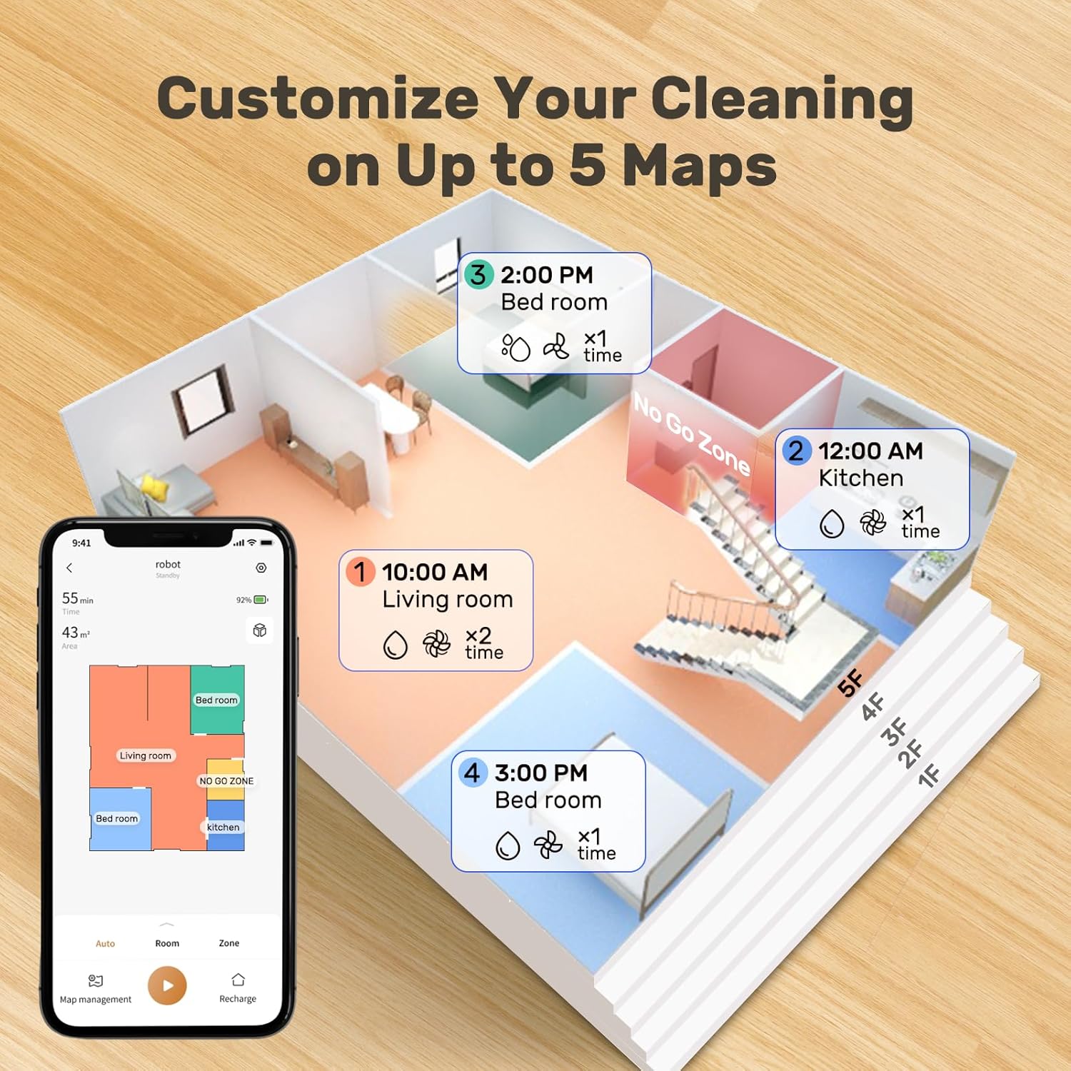 Verefa Self Emptying Robot Vacuum and Mop Combo, 5000Pa Suction, 70-Day Capacity, 260min Runtime, Lidar Navigation, Wi-Fi/App/Alexa Control, Robotic Vacuum Cleaner for Hard Floors, Carpets, Pet Hair · v2