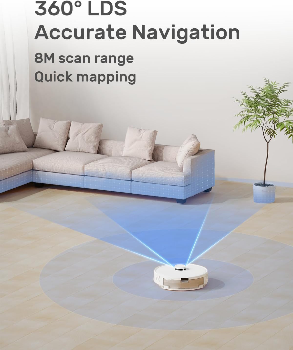 Verefa Robot Vacuum and Mop Combo, 5000Pa Suction 260min Runtime 5 Maps Editable LiDAR Navigation Automatic Vacuum Robot, Wi-Fi/App/Alexa Control, Robotic Vacuum Cleaner Ideal for Low Carpet, Pet Hair · v14