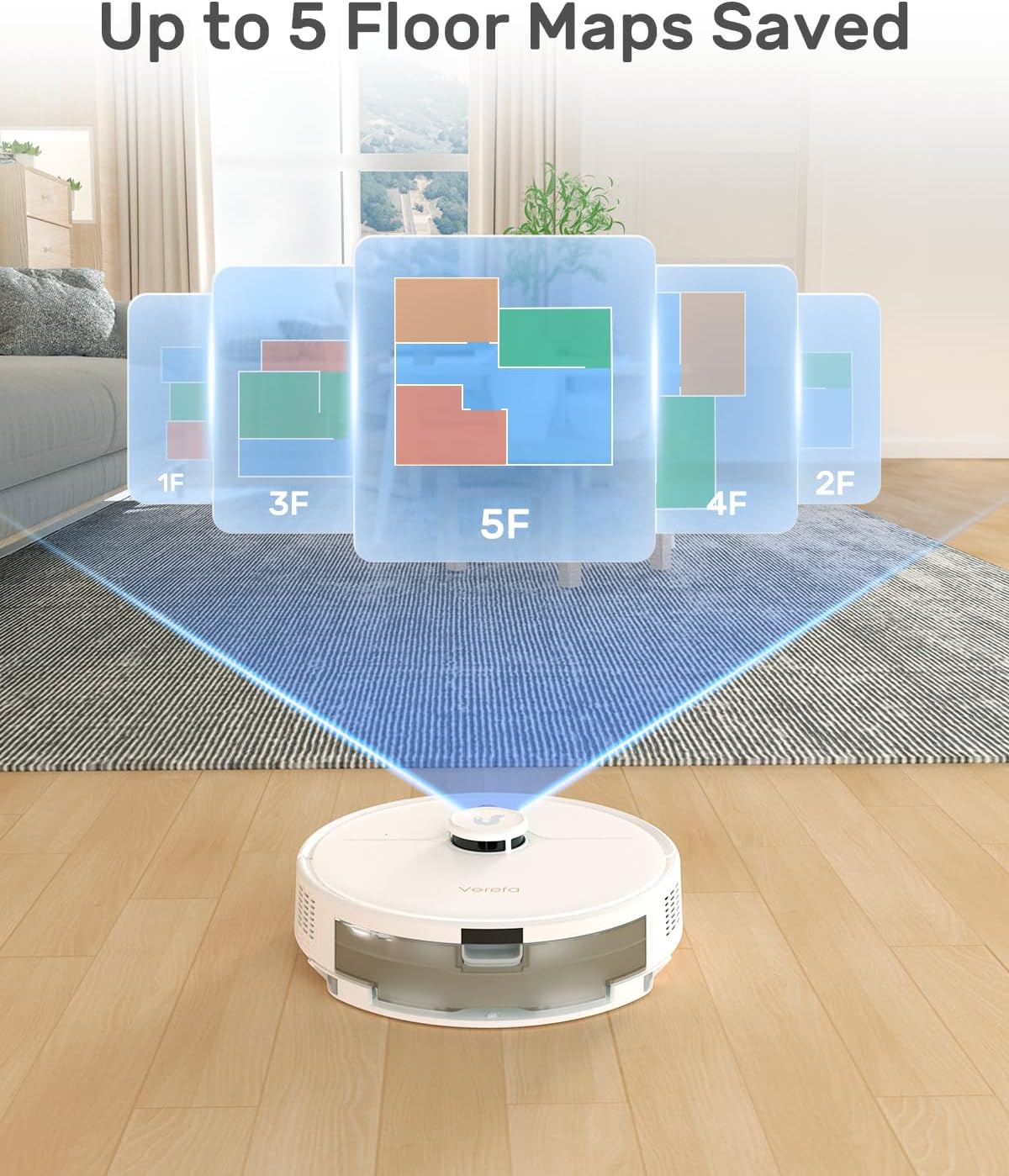 Verefa Robot Vacuum and Mop Combo, 5000Pa Suction 260min Runtime 5 Maps Editable LiDAR Navigation Automatic Vacuum Robot, Wi-Fi/App/Alexa Control, Robotic Vacuum Cleaner Ideal for Low Carpet, Pet Hair · v14
