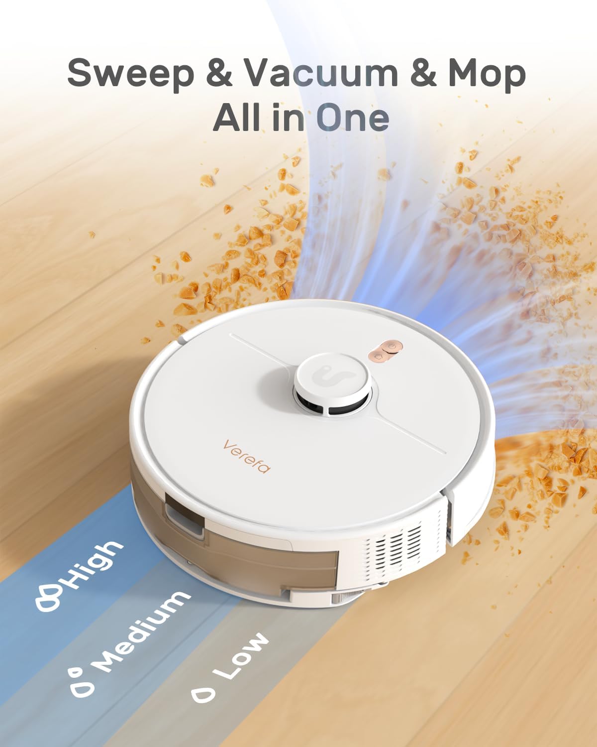 Verefa Robot Vacuum and Mop Combo, 5000Pa Suction 260min Runtime 5 Maps Editable LiDAR Navigation Automatic Vacuum Robot, Wi-Fi/App/Alexa Control, Robotic Vacuum Cleaner Ideal for Low Carpet, Pet Hair · v14