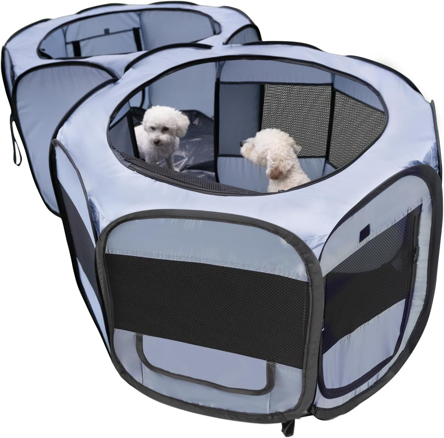 EighteenTek Puppy Playpen - Portable Cat Playpen - Collapsible Dog Crates for Small Dogs - Condo for Dog Cat Kitten Outdoor Indoor Play Tent Double Room