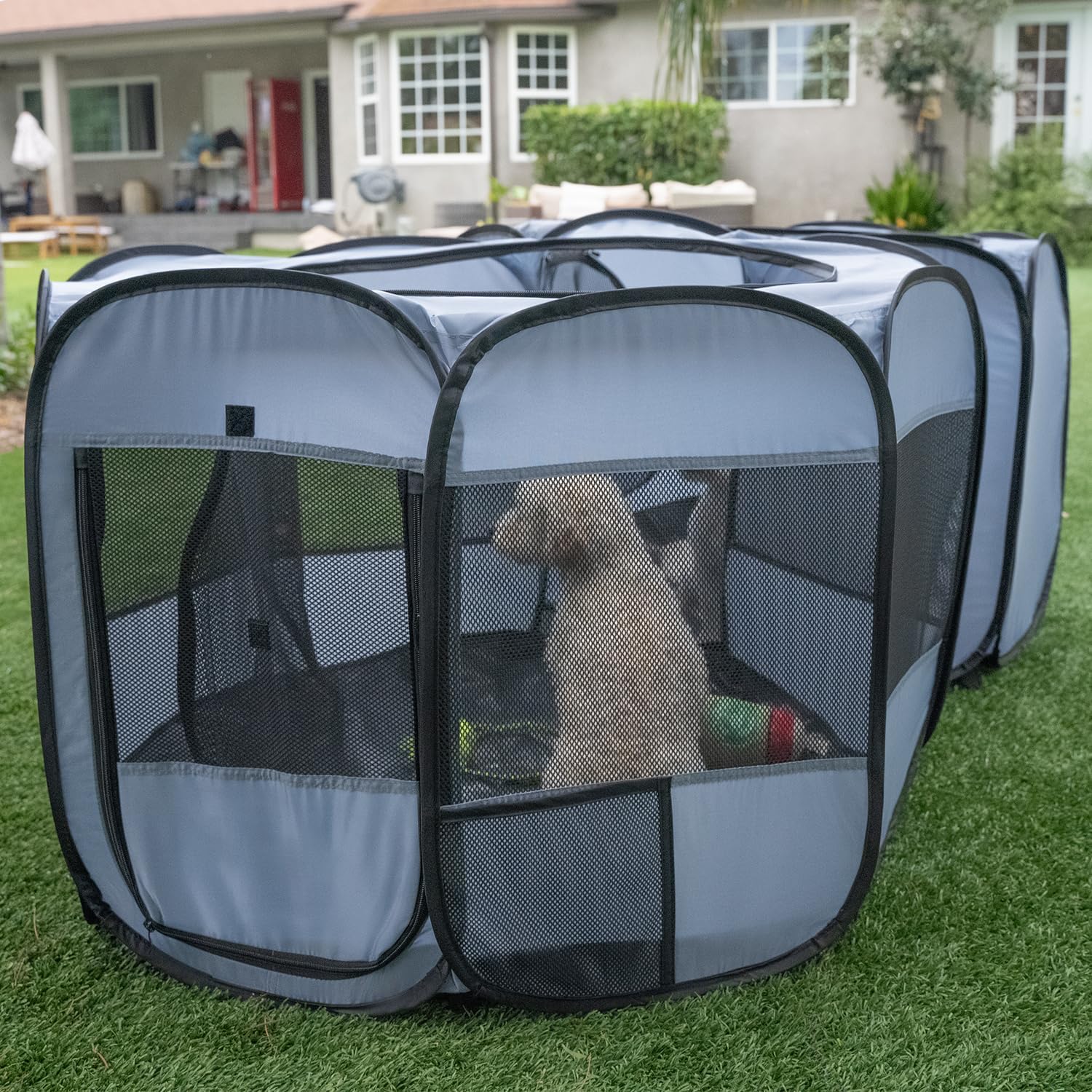 EighteenTek Puppy Oyun Parkı - Taşınabilir Kedi Oyun Parkı - Küçük Köpekler İçin Katlanabilir Köpek Kasaları - Köpek Kedi Kedisi İçin Daire Açık Kapalı Oyun Çadırı Çift Kişilik Oda