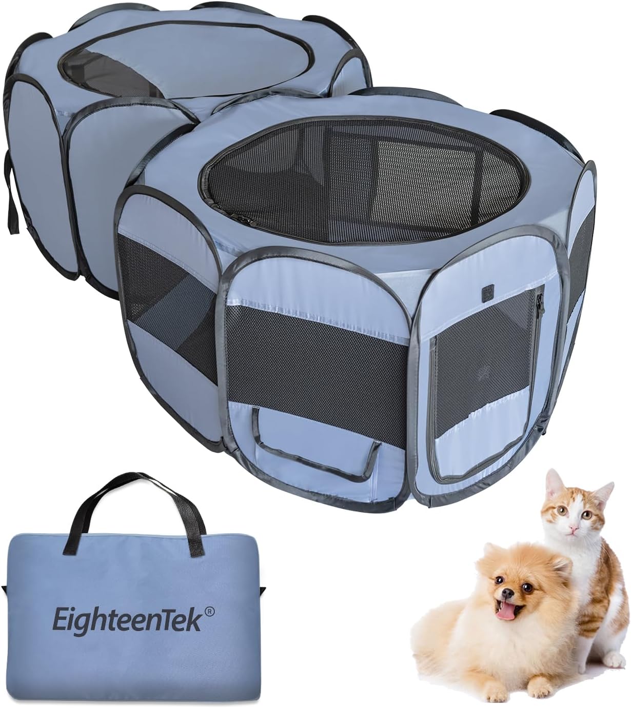 EighteenTek Puppy Oyun Parkı - Taşınabilir Kedi Oyun Parkı - Küçük Köpekler İçin Katlanabilir Köpek Kasaları - Köpek Kedi Kedisi İçin Daire Açık Kapalı Oyun Çadırı Çift Kişilik Oda