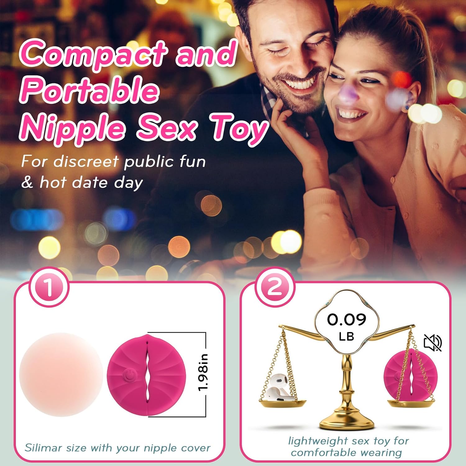 Vibromasseur à tétons lvhua Nipple Toys, pinces à tétons, plaisir sexuel, femmes avec 10 modes de vibration, jouet à tétons invisible léger en silicone, pinces à tétons vibrantes, jouet sexuel pour adultes pour femmes, couple, plaisir