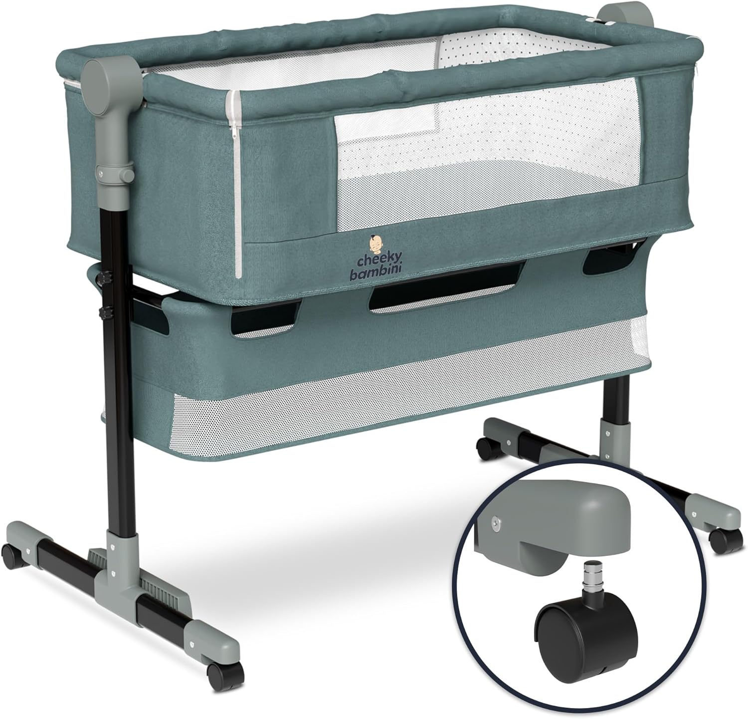 Baby Bedside Bassinet - Newborn Bassinet Bed with Adjustable Height, Storage Basket, and Comfy Mattress - Lightweight Next to Me Crib, Portable Arms Reach Co Sleeper Bassinet for Infant · v2