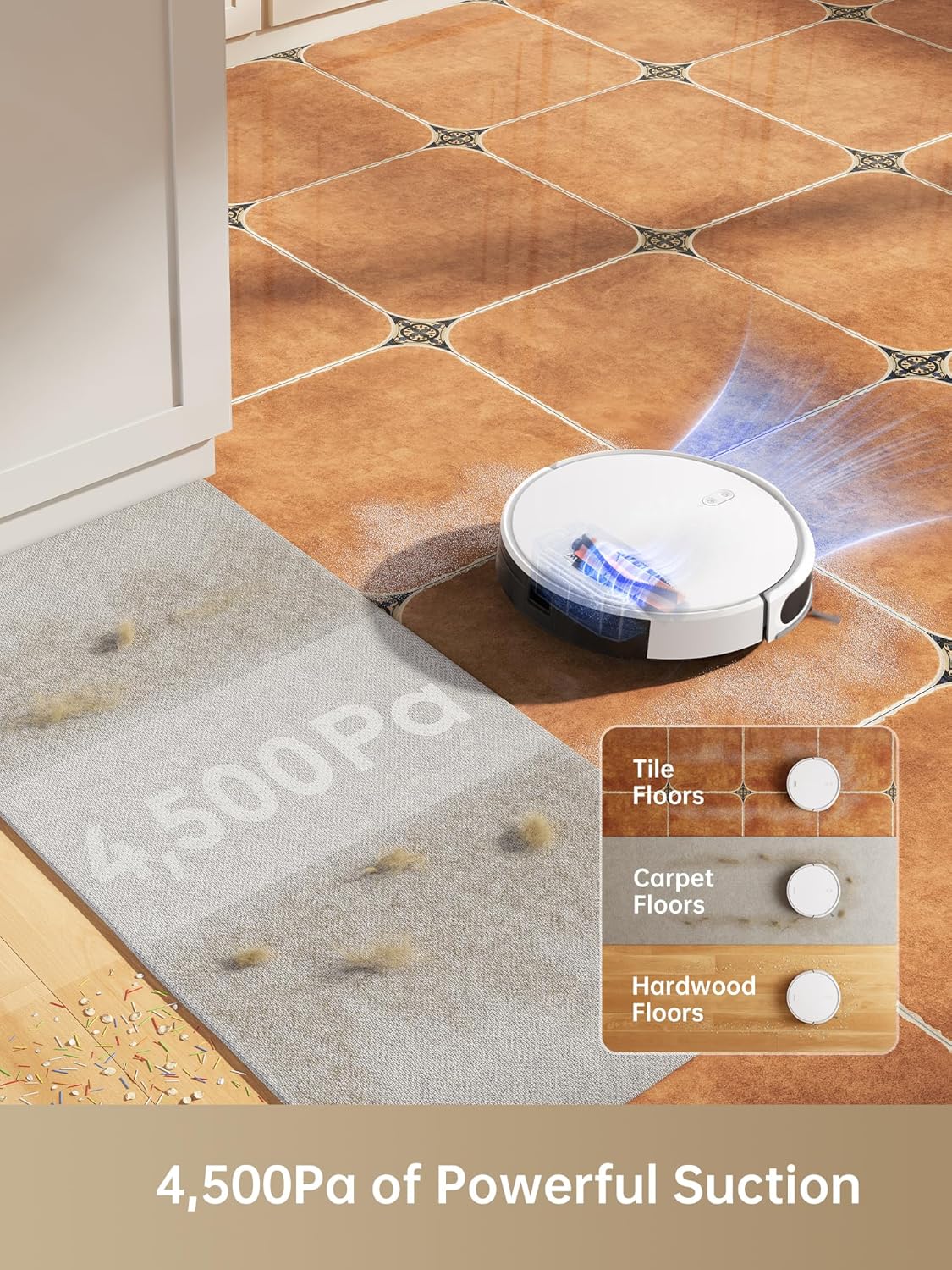 Robot aspirapolvere e mocio Dreame Trouver M1, potenza di aspirazione 4500 Pa, navigazione SoF LiDAR, corpo compatto, compatibile con Alexa/Google Home/Siri, perfetto per pavimenti duri, tappeti e peli di animali domestici