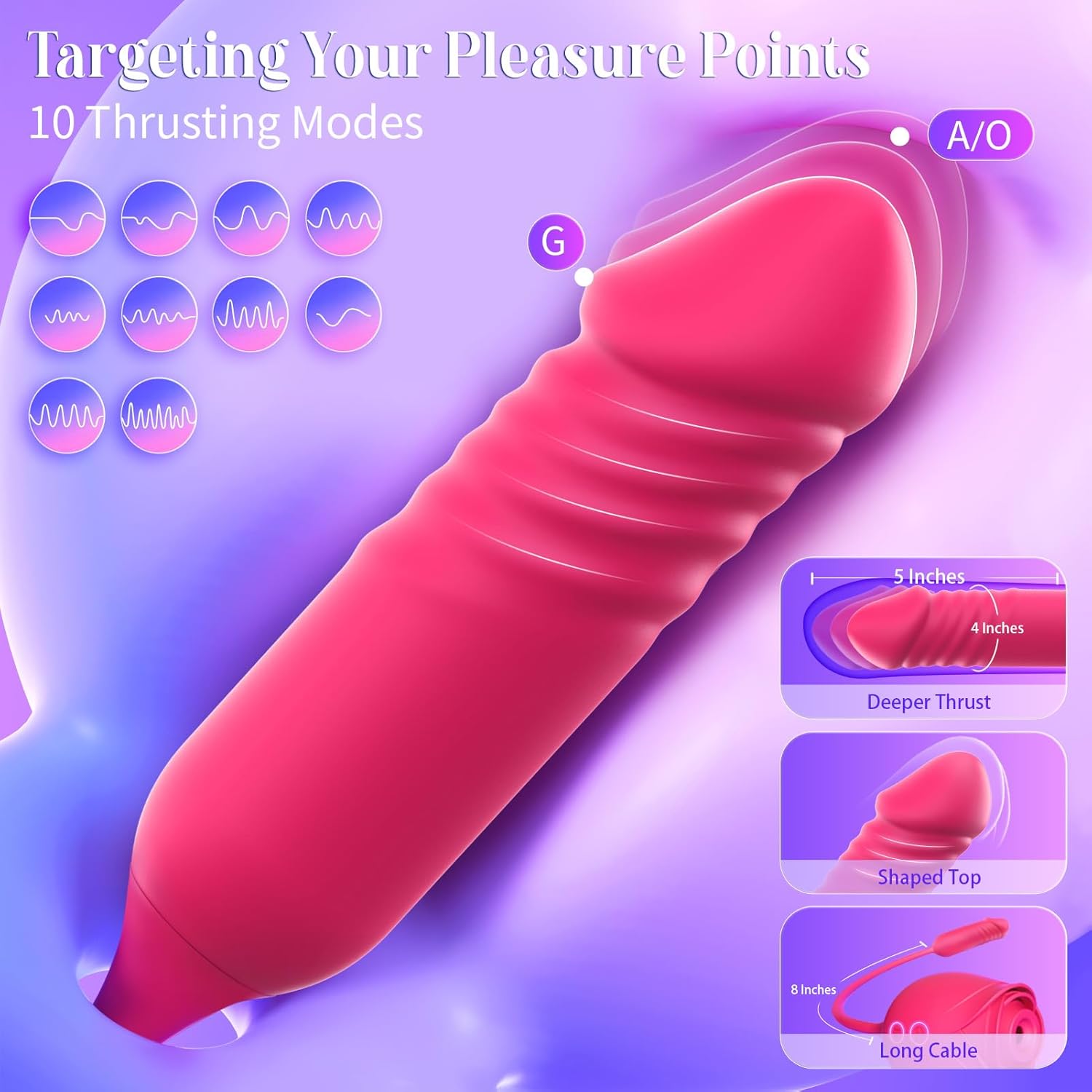 MOOLIGIRL Wibrator Dildo Zabawki erotyczne dla kobiet - różowa zabawka erotyczna z wibratorami punktowymi G 10 trybów ssania do stymulacji sutków łechtaczki Dildo analne Zabawki erotyczne dla dorosłych Gry dla par Maszyna erotyczna