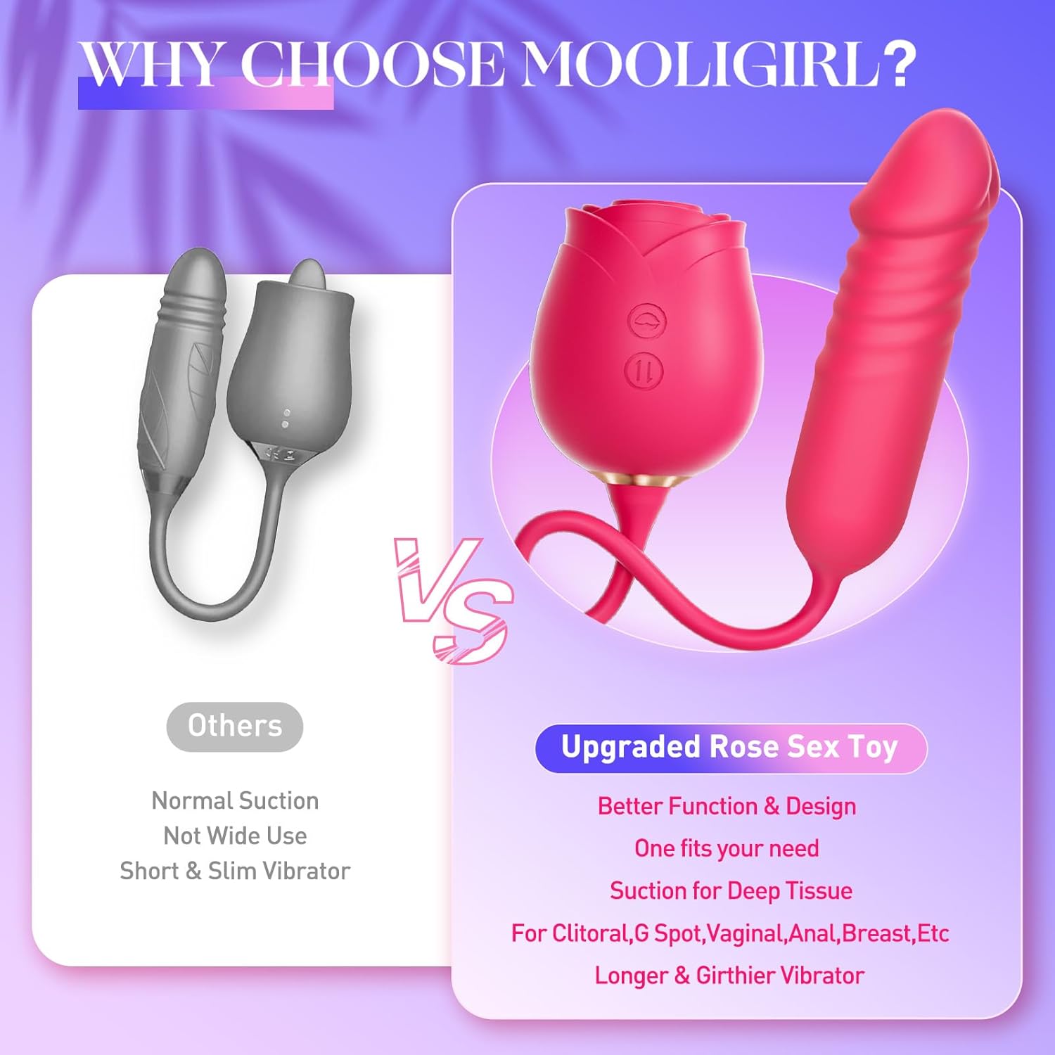 MOOLIGIRL Wibrator Dildo Zabawki erotyczne dla kobiet - różowa zabawka erotyczna z wibratorami punktowymi G 10 trybów ssania do stymulacji sutków łechtaczki Dildo analne Zabawki erotyczne dla dorosłych Gry dla par Maszyna erotyczna