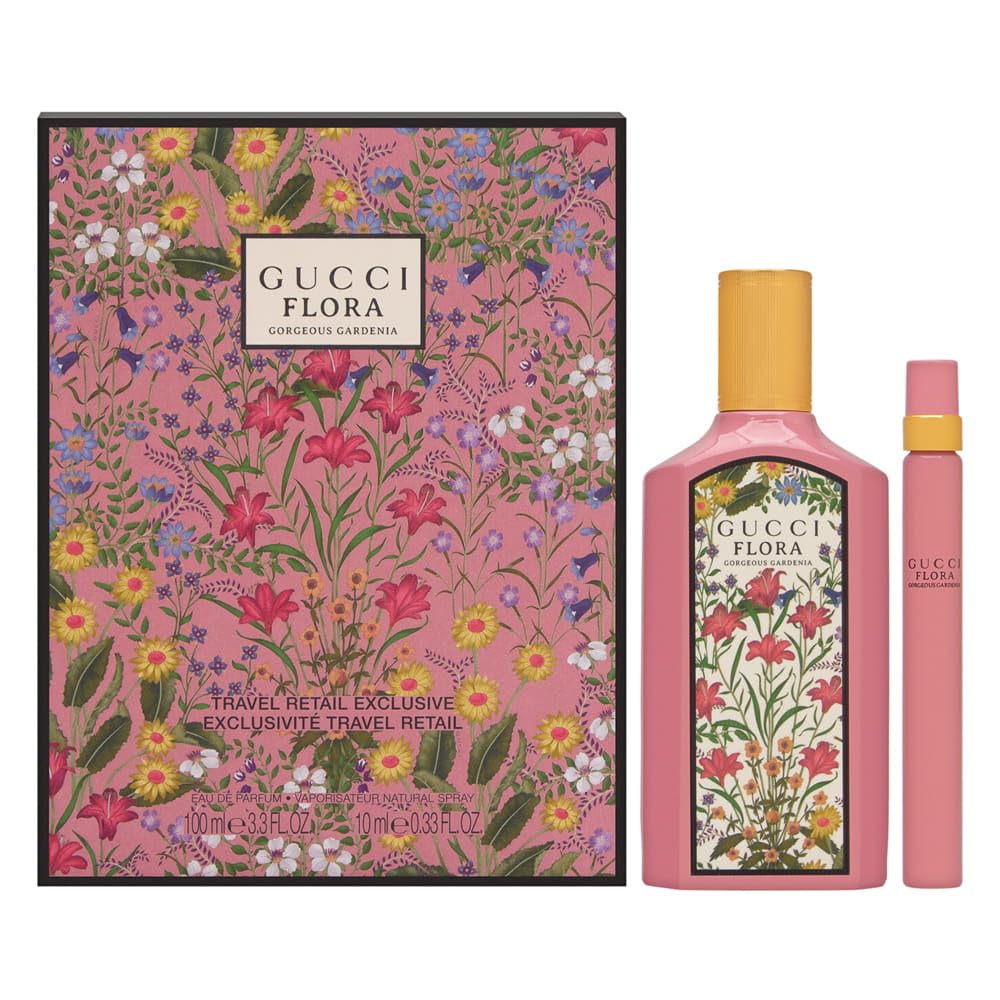 Gucci Flora Gorgeous Gardenia 2 Pcs Gift Set For Women: 3.3 EDP Spray   Mini Pen EDP Spray 0.33