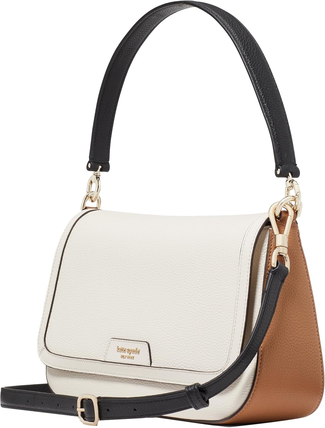 kate spade new york Womens Hudson Colorblocked Pebbled Leather Flap Shoulder Bag · v3