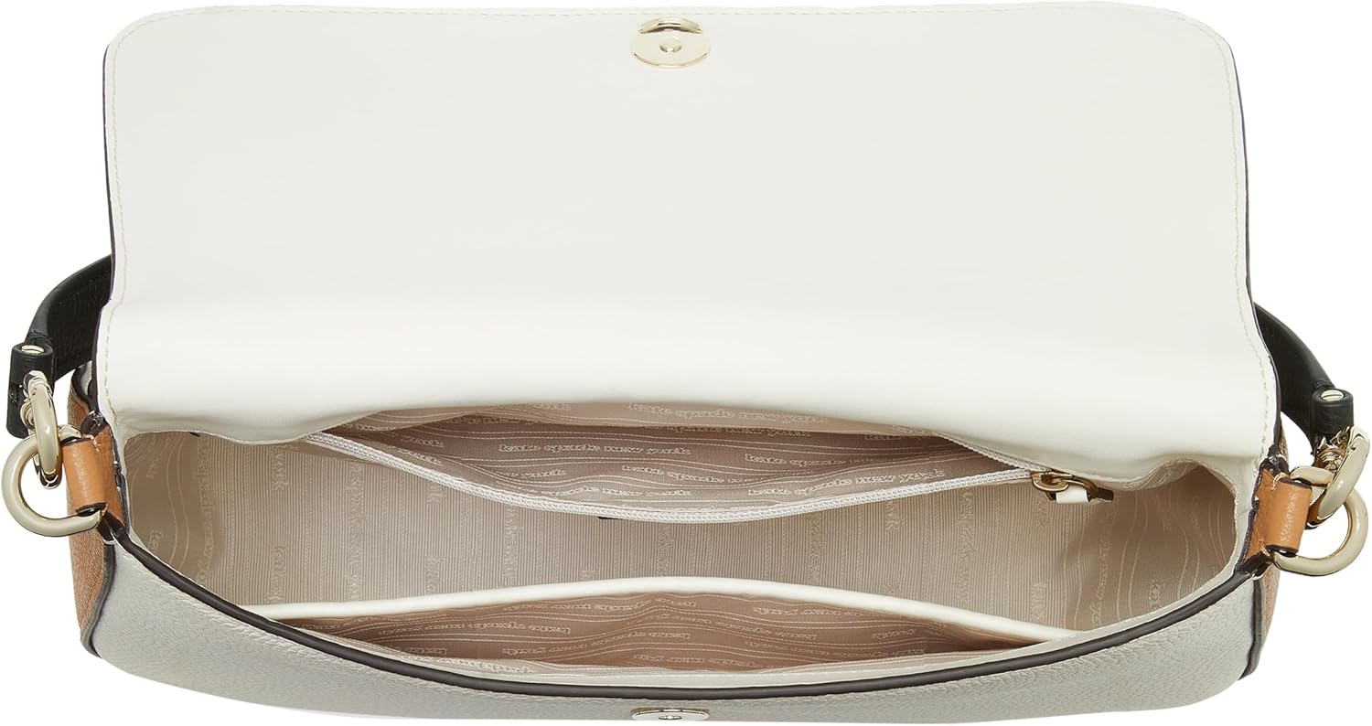 kate spade new york Womens Hudson Colorblocked Pebbled Leather Flap Shoulder Bag · v3