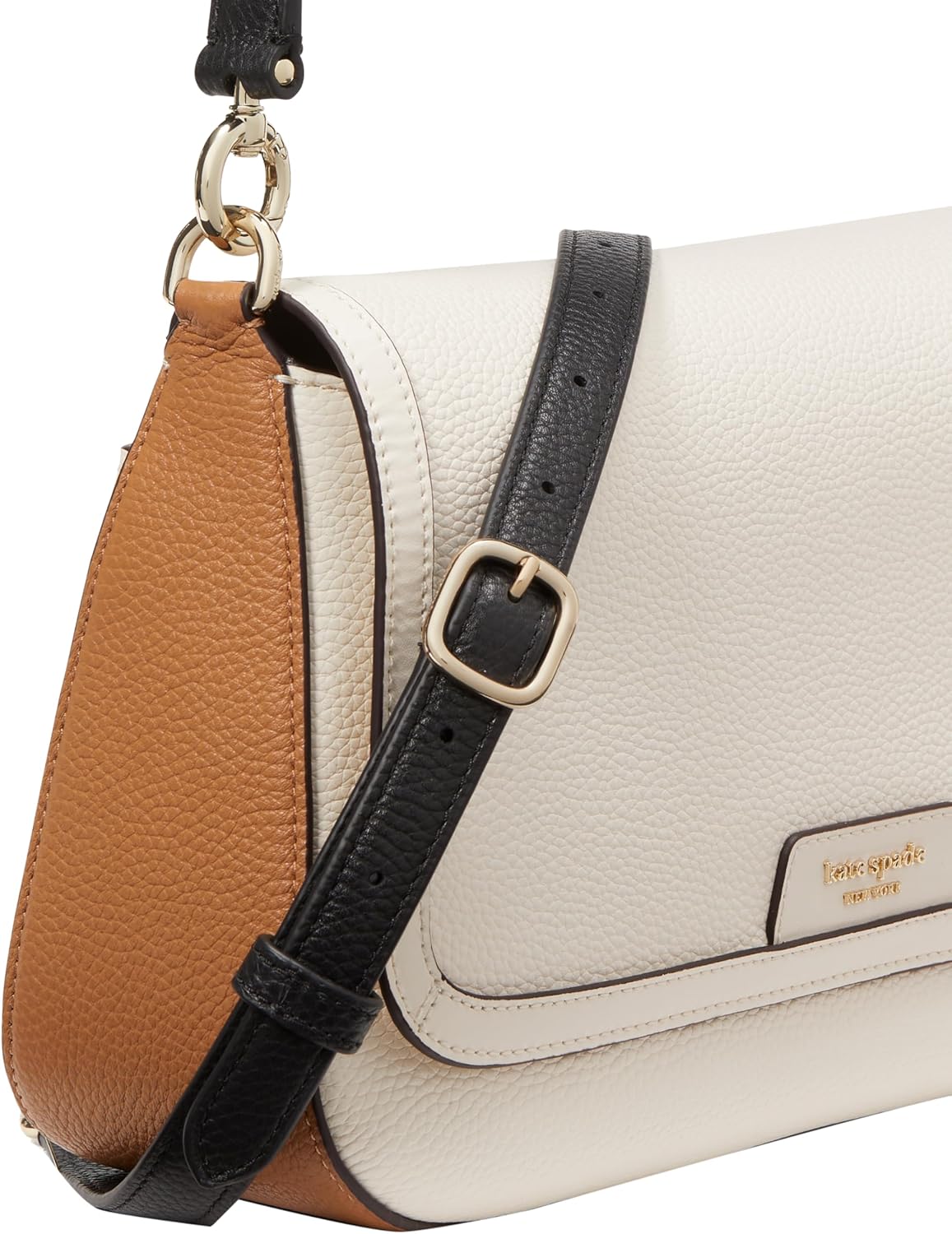 kate spade new york Womens Hudson Colorblocked Pebbled Leather Flap Shoulder Bag · v3